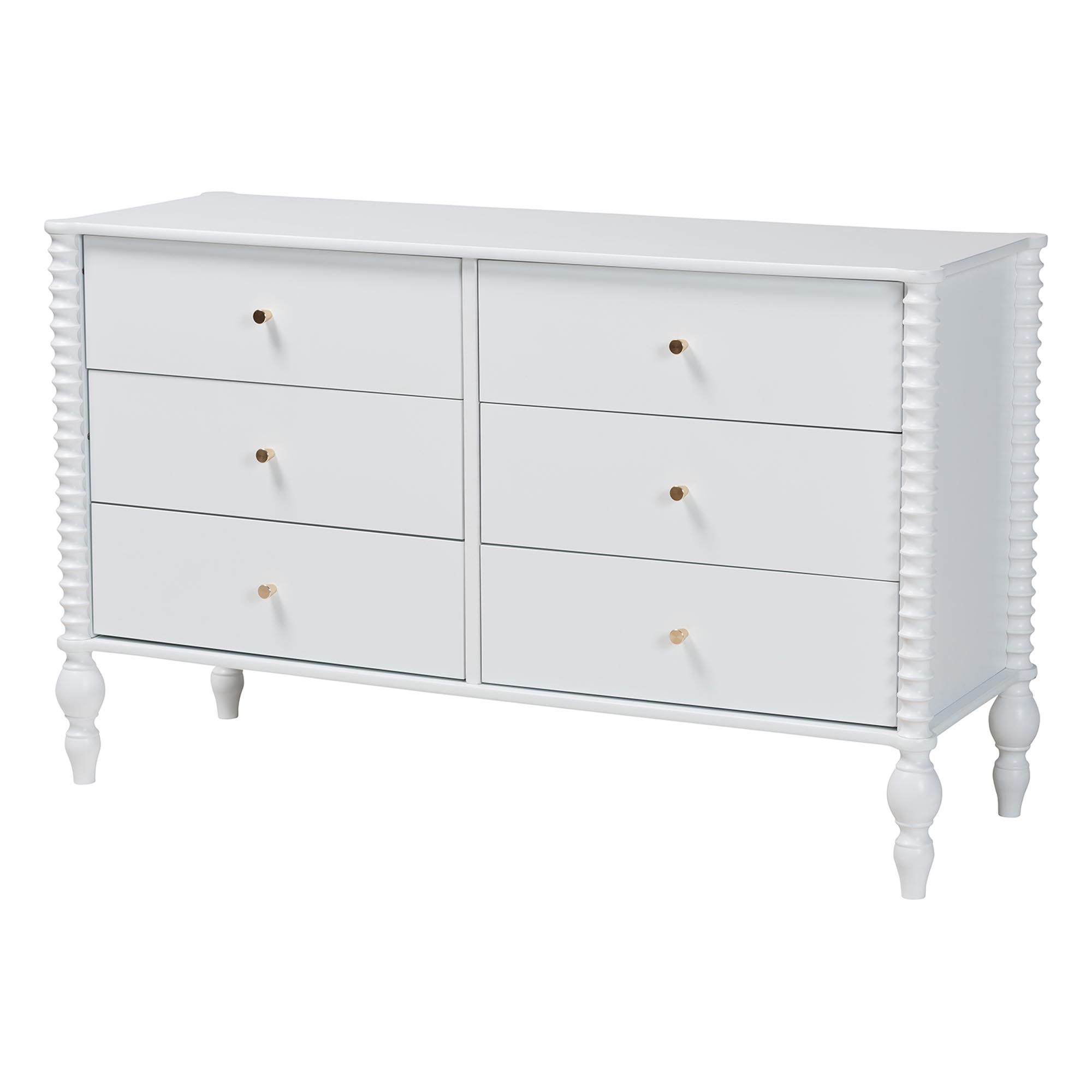 Baxton Studio Denita Spindle 4-Piece Bedroom Set - Farmhouse Platform Bed with Matching Dresser and 1-Drawer Nightstands, White, Twin