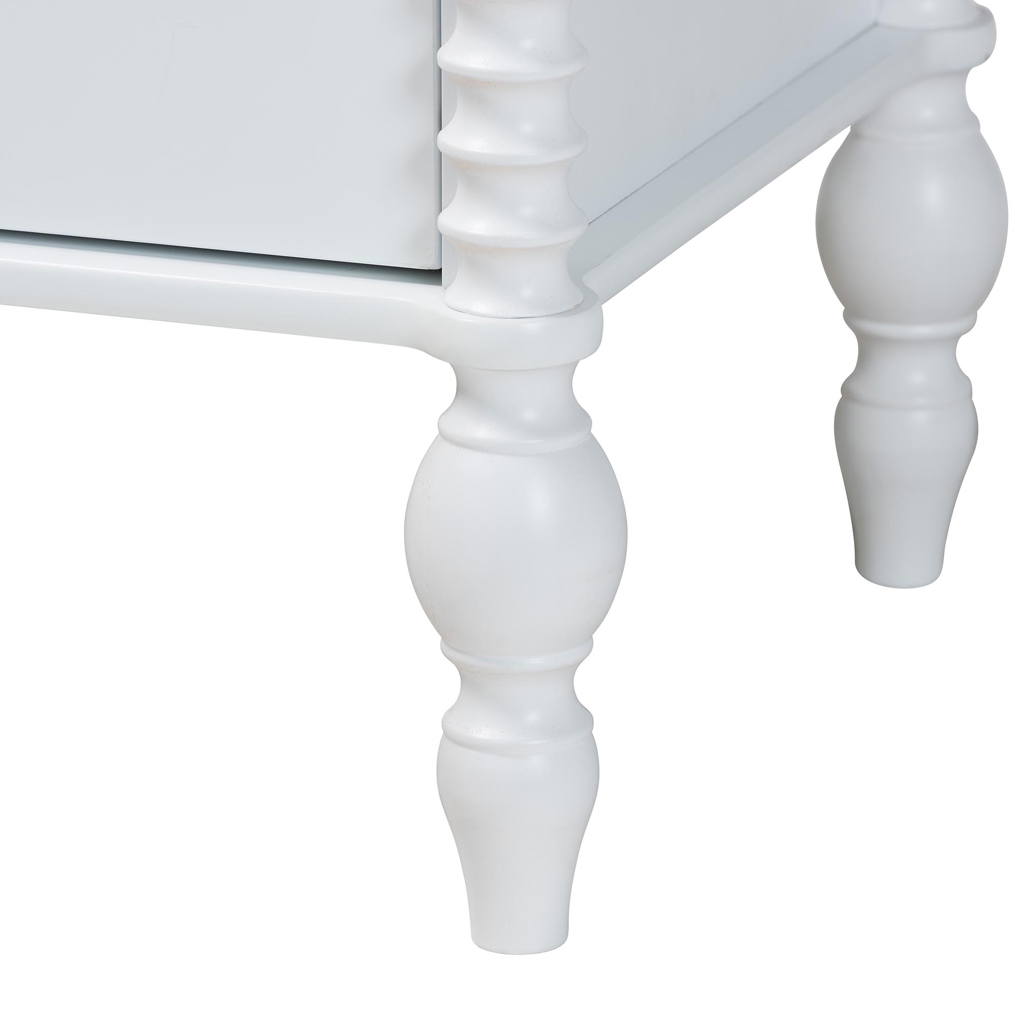 Baxton Studio Denita Spindle 4-Piece Bedroom Set - Farmhouse Platform Bed with Matching Dresser, Chest, and 1-Drawer Nightstand, White, Twin