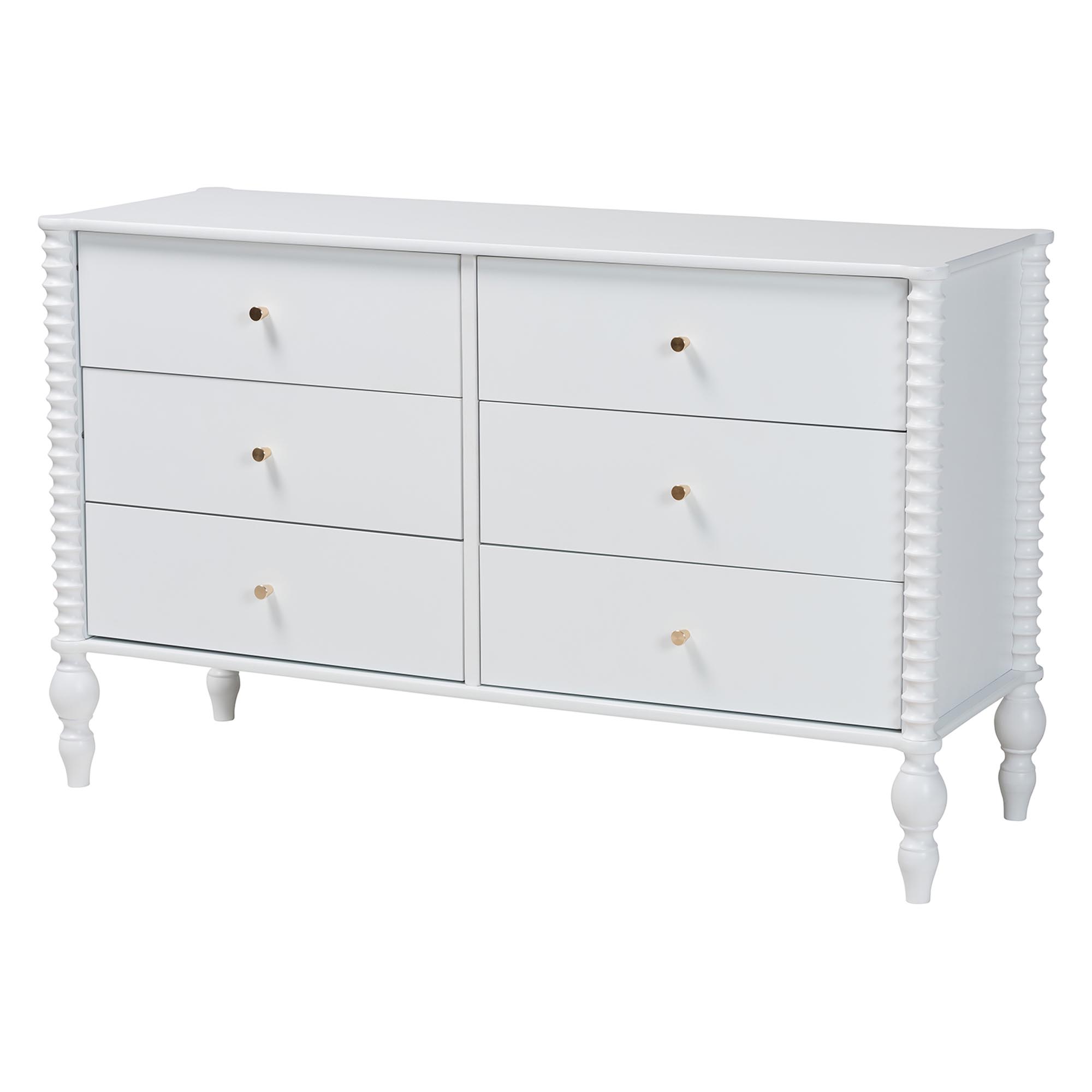 Baxton Studio Denita Spindle 4-Piece Bedroom Set - Farmhouse Platform Bed with Matching Dresser and 1-Drawer Nightstands, White, Queen