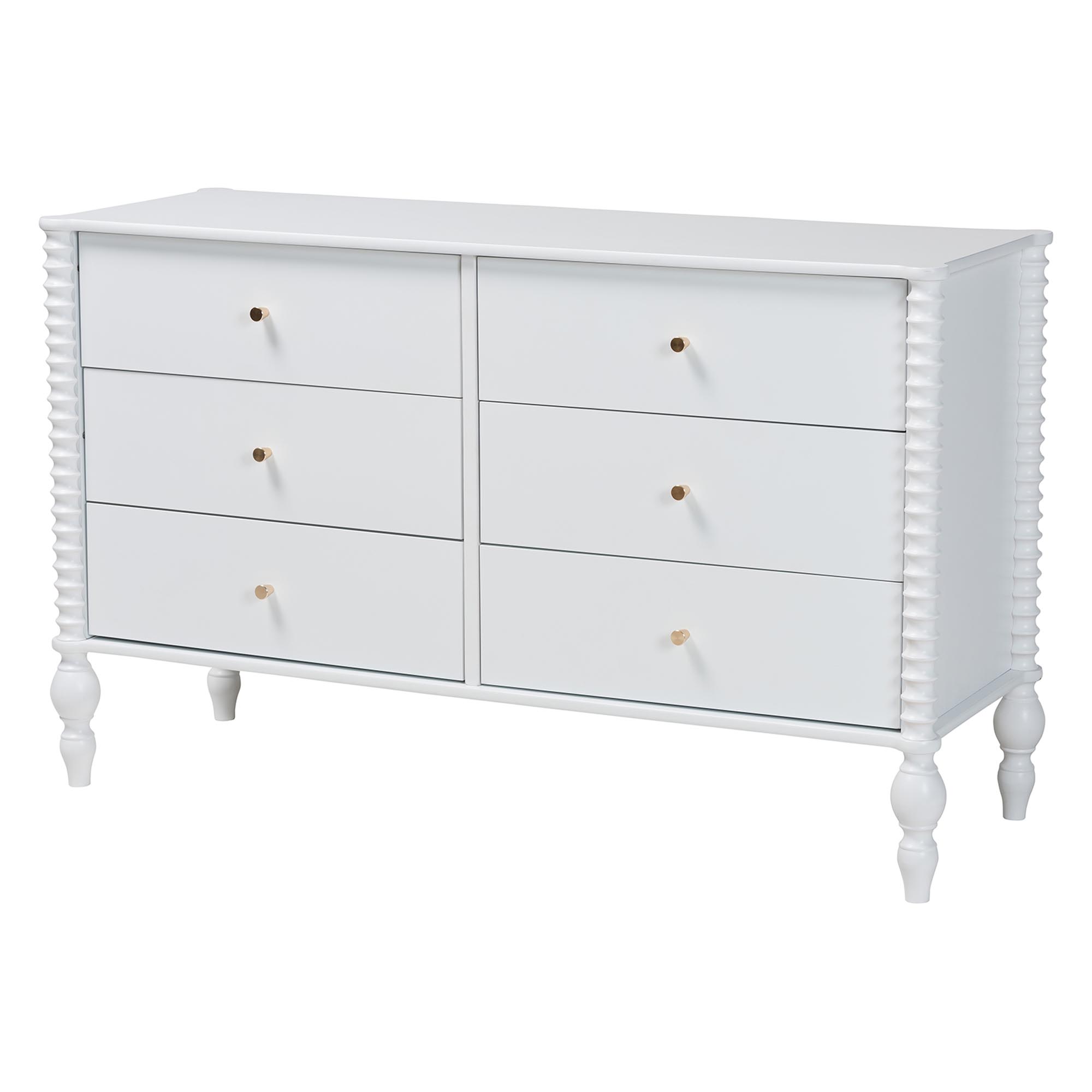Baxton Studio Denita Spindle 4-Piece Bedroom Set - Farmhouse Platform Bed with Matching Dresser, Chest, and 1-Drawer Nightstand, White, Queen