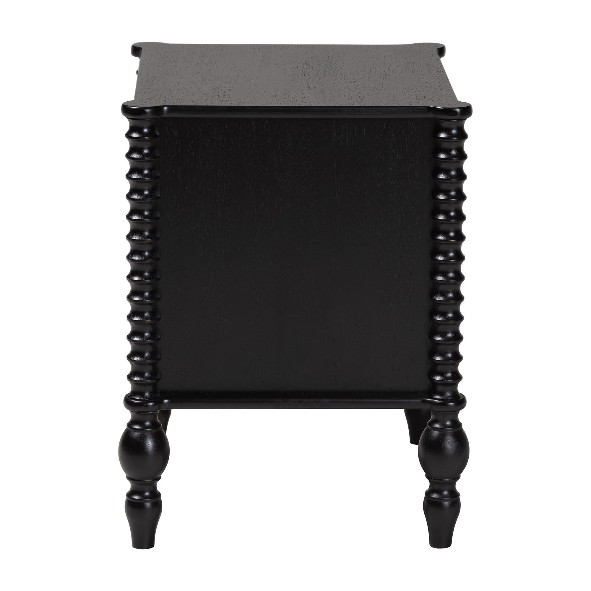 Baxton Studio Callison Spindle Nightstand - 2-Drawer Farmhouse Bedside Table with Turned Accents for Bedroom, Black