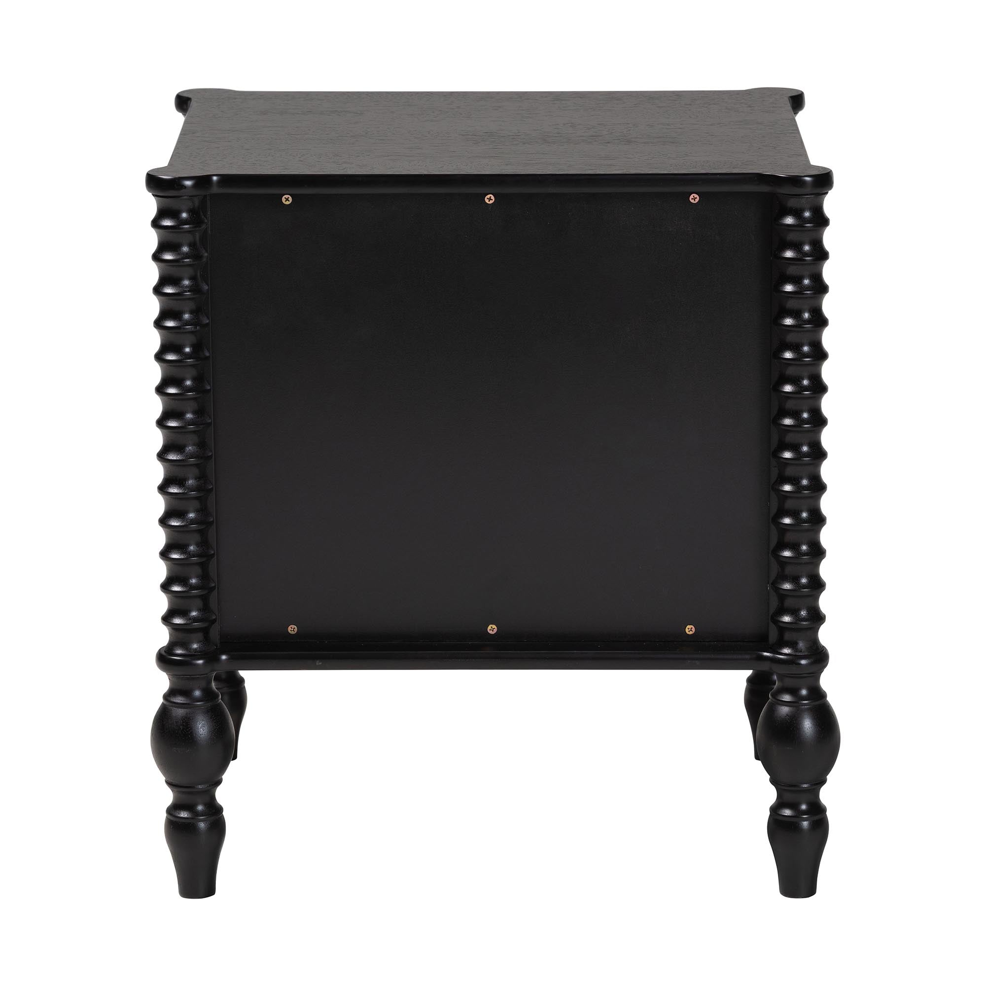 Baxton Studio Callison Spindle Nightstand - 2-Drawer Farmhouse Bedside Table with Turned Accents for Bedroom, Black