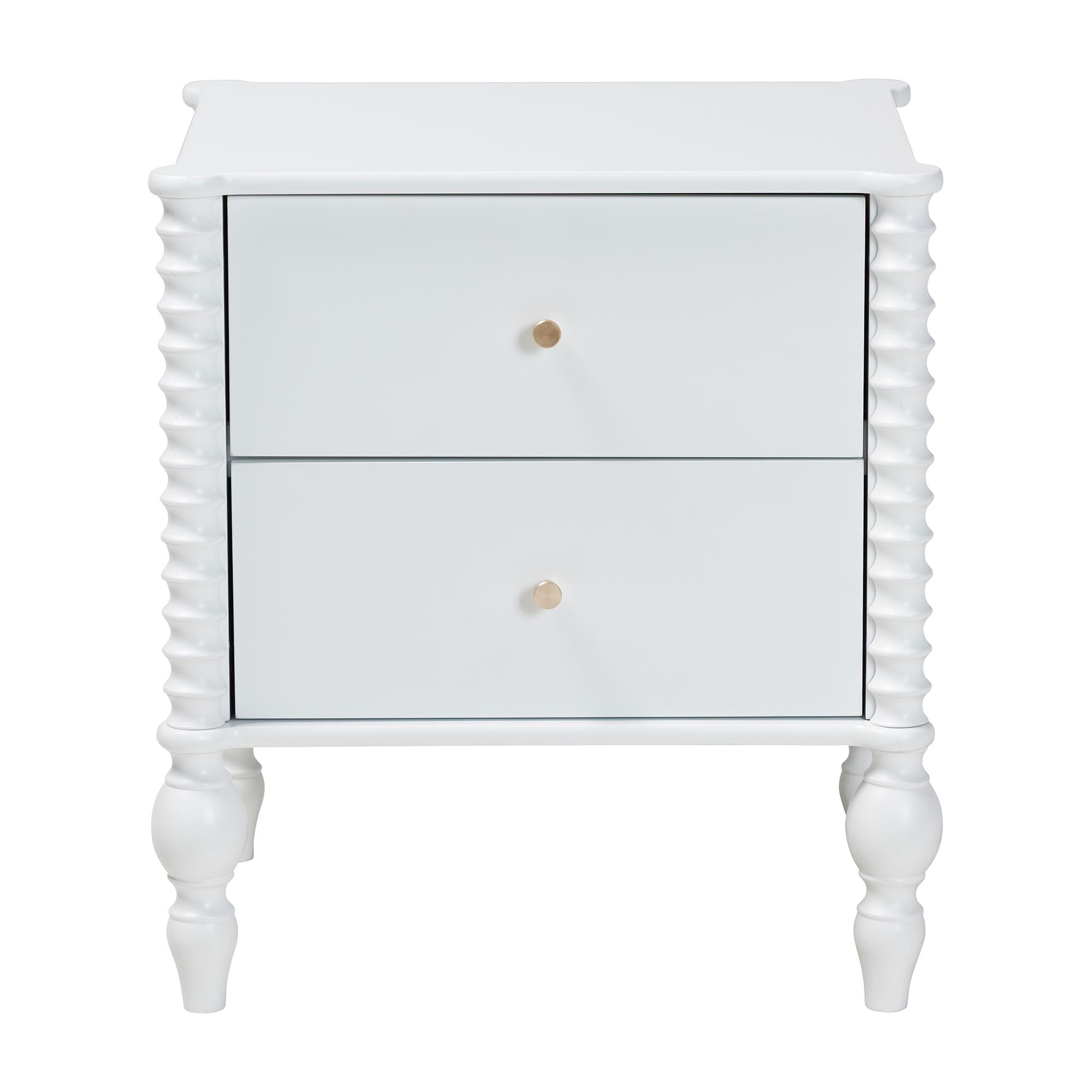 Baxton Studio Callison Spindle Nightstand - 2-Drawer Farmhouse Bedside Table with Turned Accents for Bedroom, White