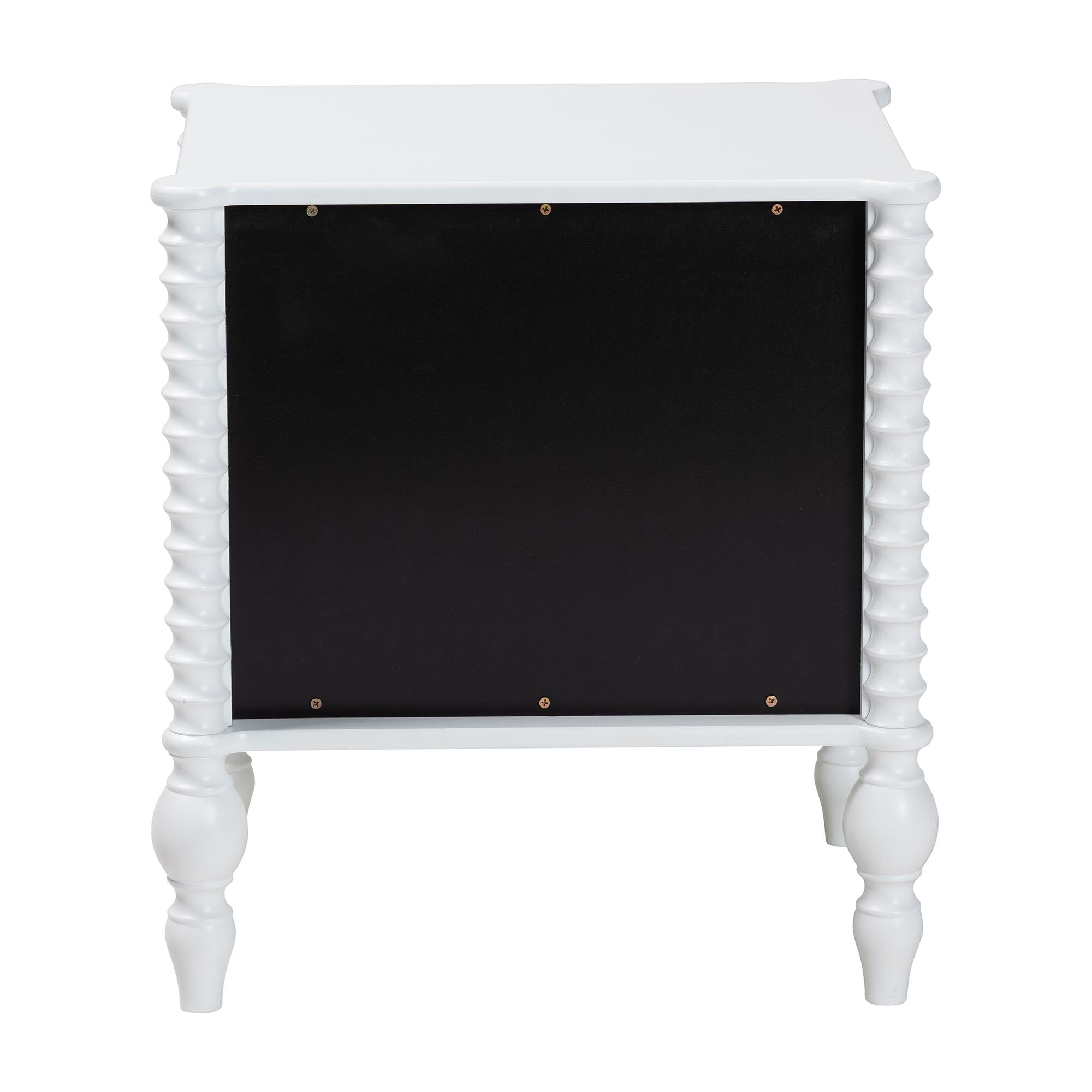 Baxton Studio Callison Spindle Nightstand - 2-Drawer Farmhouse Bedside Table with Turned Accents for Bedroom, White