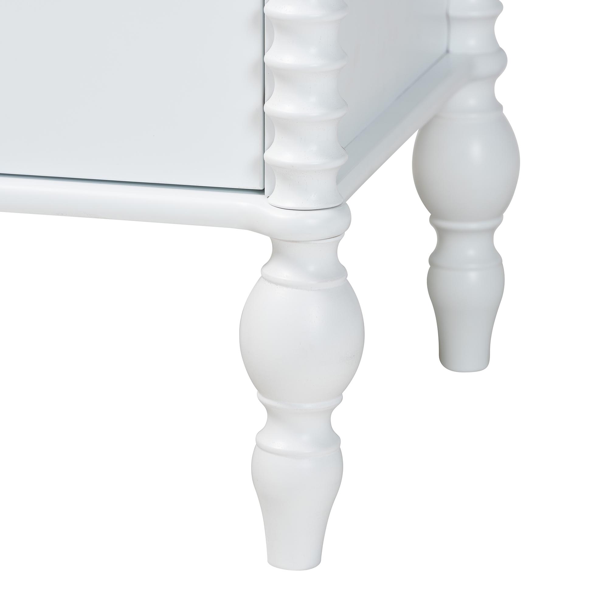 Baxton Studio Callison Spindle Nightstand - 2-Drawer Farmhouse Bedside Table with Turned Accents for Bedroom, White