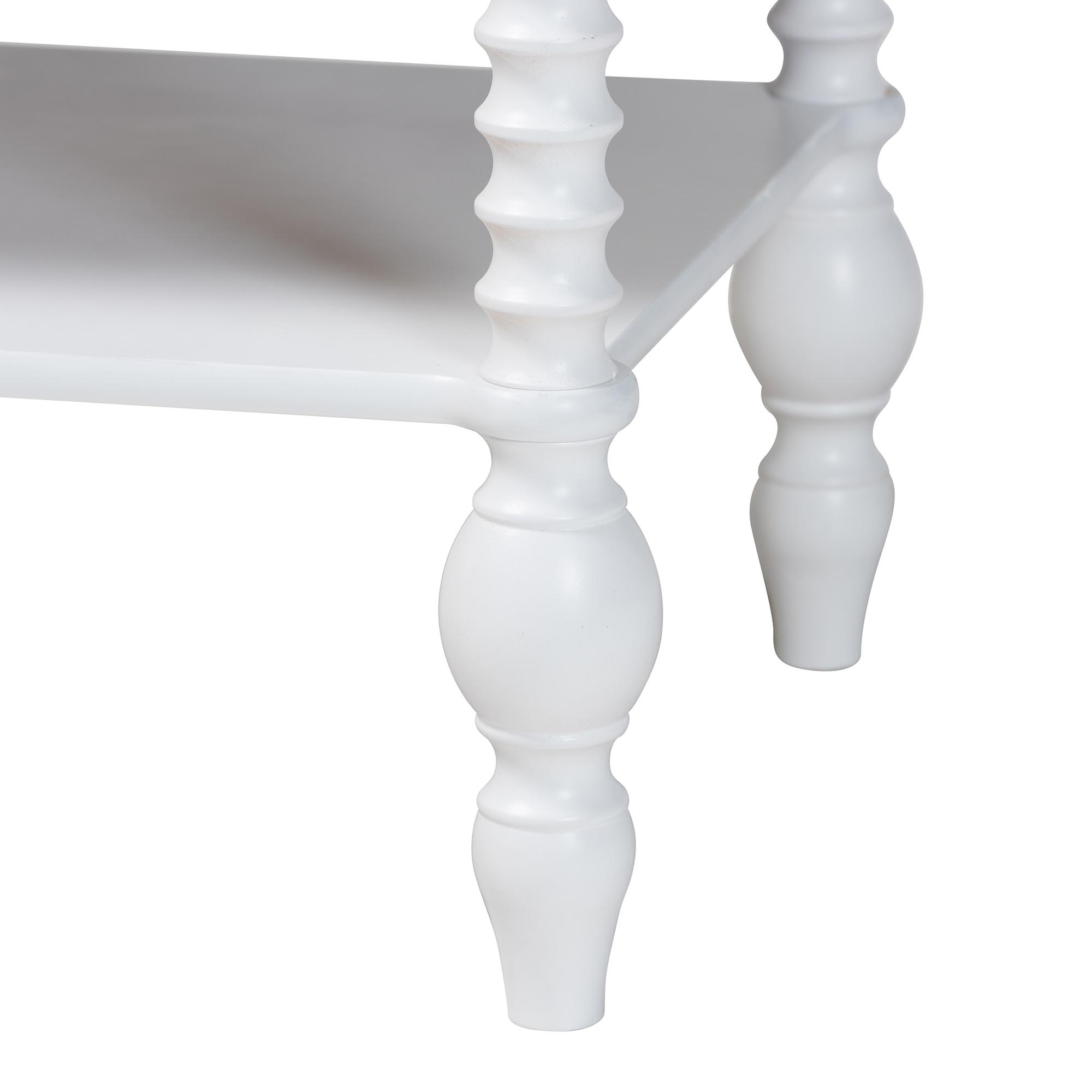 Baxton Studio Callison Spindle Nightstand - 1-Drawer Farmhouse Bedside Table with Open Shelf Storage and Turned Accents for Bedroom, White