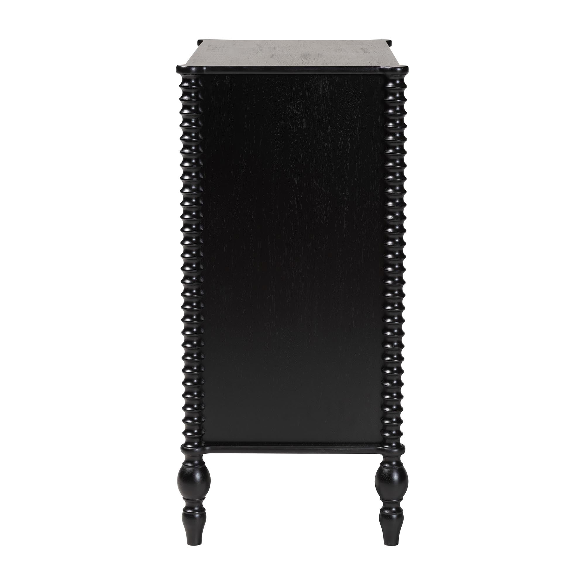 Baxton Studio Callison Spindle Chest - 4-Drawer Farmhouse Vertical Cabinet with Turned Accents for Bedroom, Black