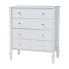 Baxton Studio Callison Spindle Chest - 4-Drawer Farmhouse Vertical Cabinet with Turned Accents for Bedroom, White