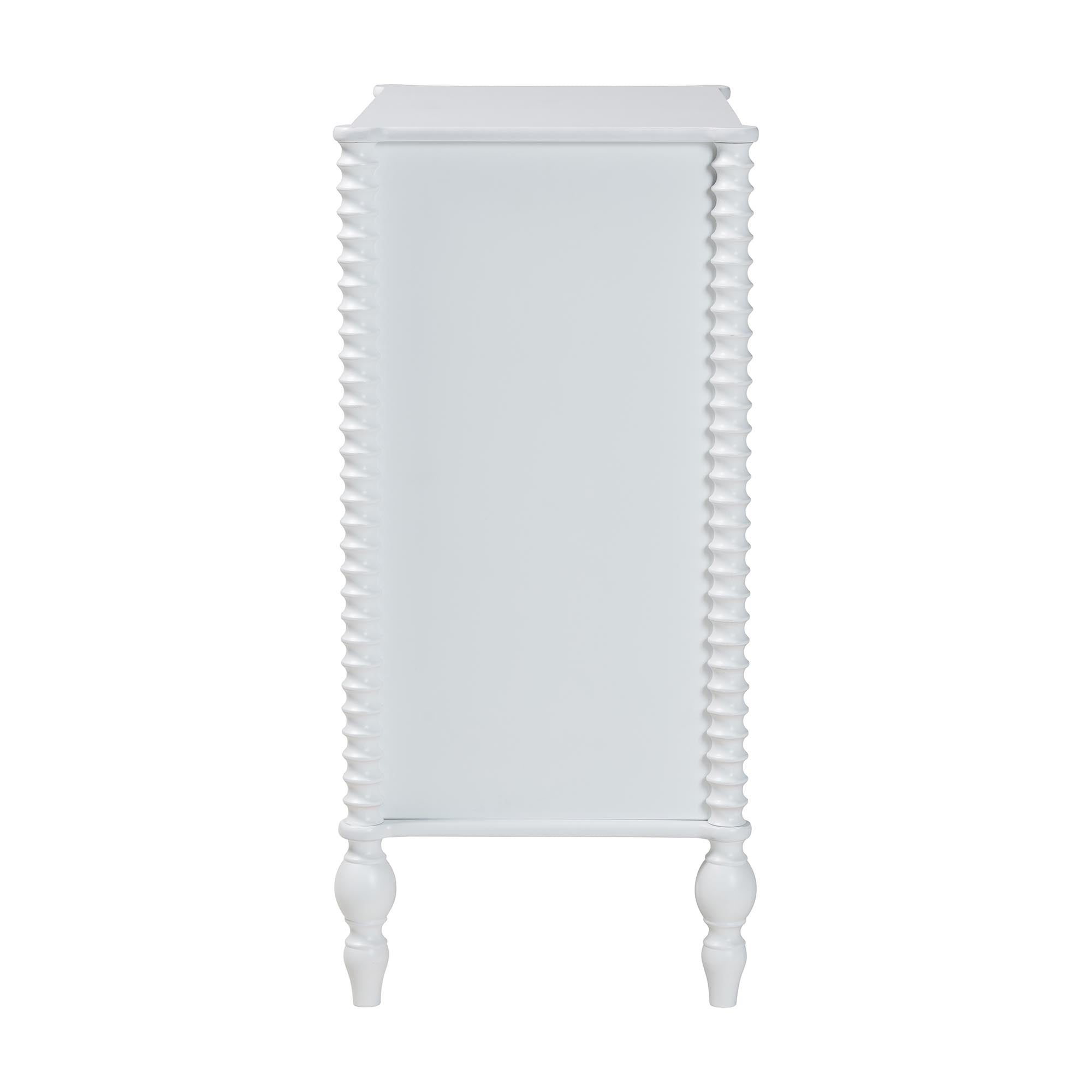 Baxton Studio Callison Spindle Chest - 4-Drawer Farmhouse Vertical Cabinet with Turned Accents for Bedroom, White