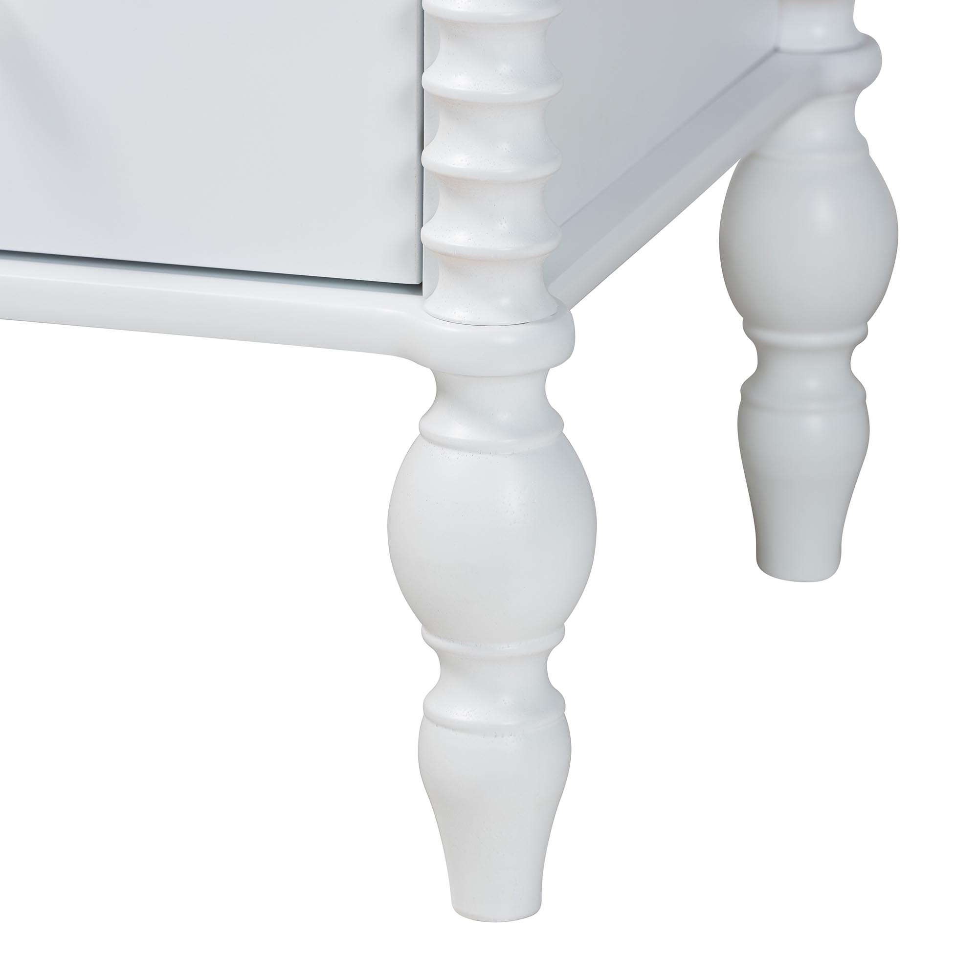 Baxton Studio Callison Spindle Chest - 4-Drawer Farmhouse Vertical Cabinet with Turned Accents for Bedroom, White
