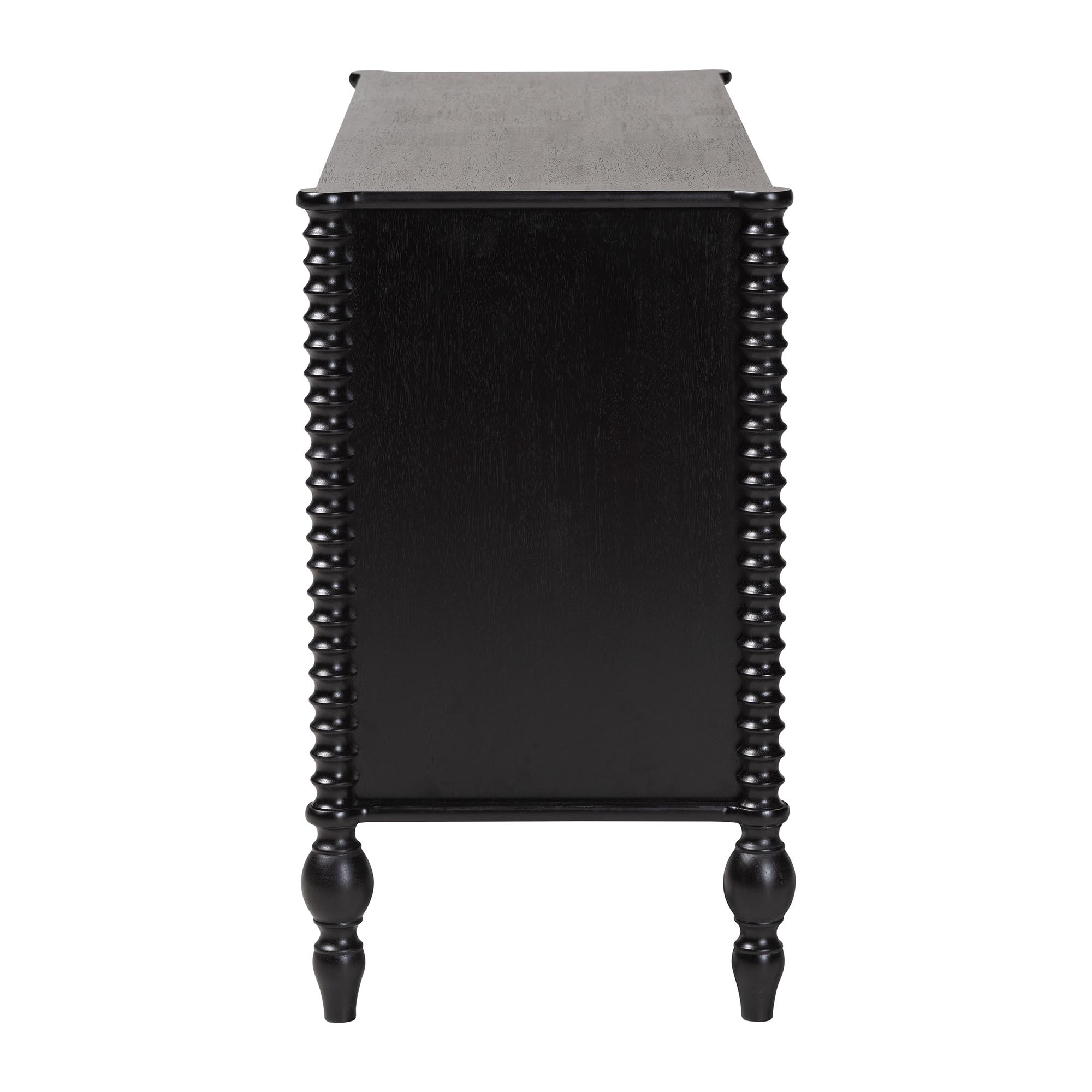 Baxton Studio Callison Spindle Dresser - 6-Drawer Farmhouse Horizontal Cabinet with Turned Accents for Bedroom, Black