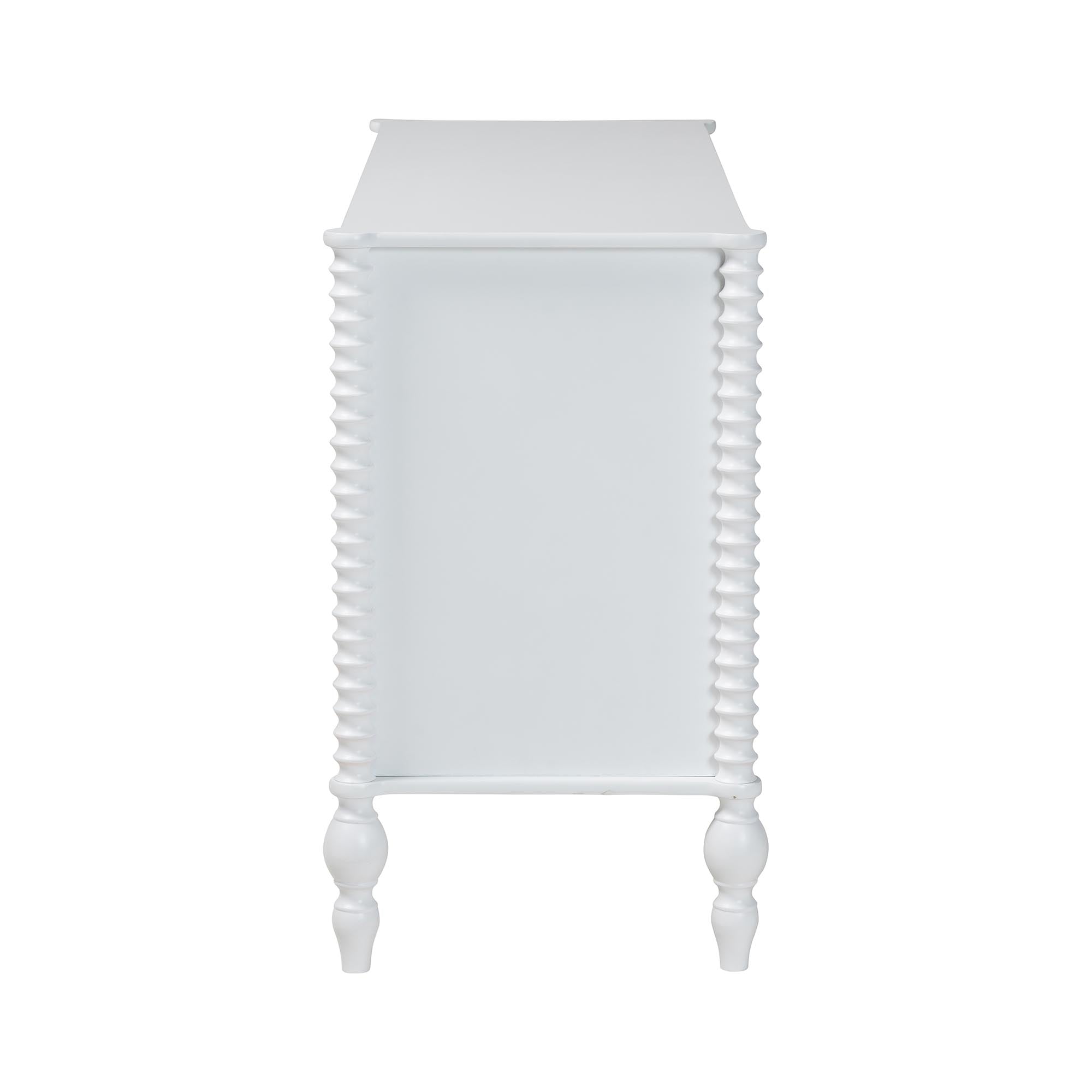 Baxton Studio Callison Spindle Dresser - 6-Drawer Farmhouse Horizontal Cabinet with Turned Accents for Bedroom, White