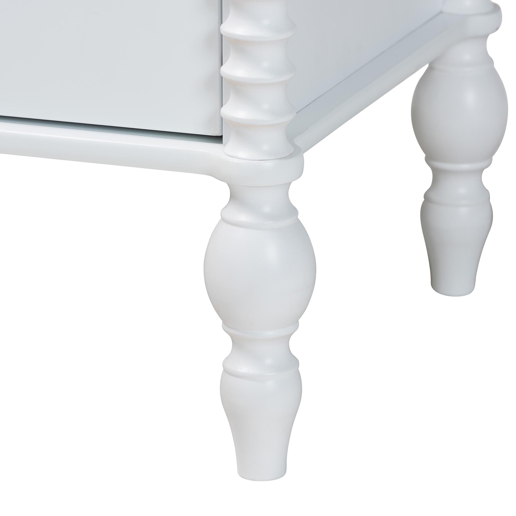 Baxton Studio Callison Spindle Dresser - 6-Drawer Farmhouse Horizontal Cabinet with Turned Accents for Bedroom, White
