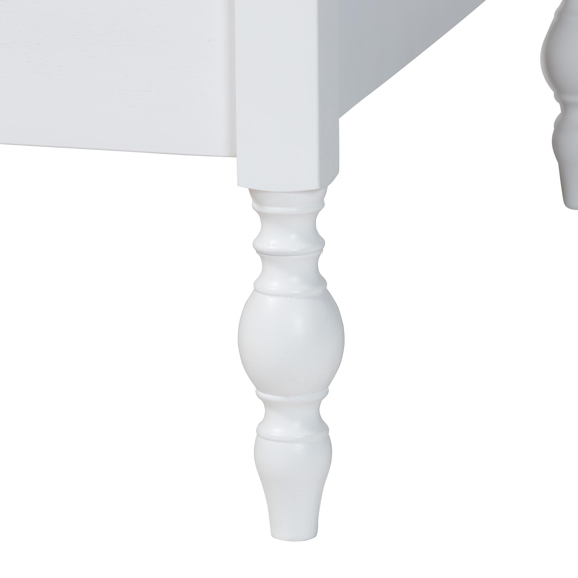 Baxton Studio Callison Spindle Daybed - Turned Farmhouse Sofa Bed with Spoked Frame Border for Living Room, Guest Room, or Kids Room, White, Twin