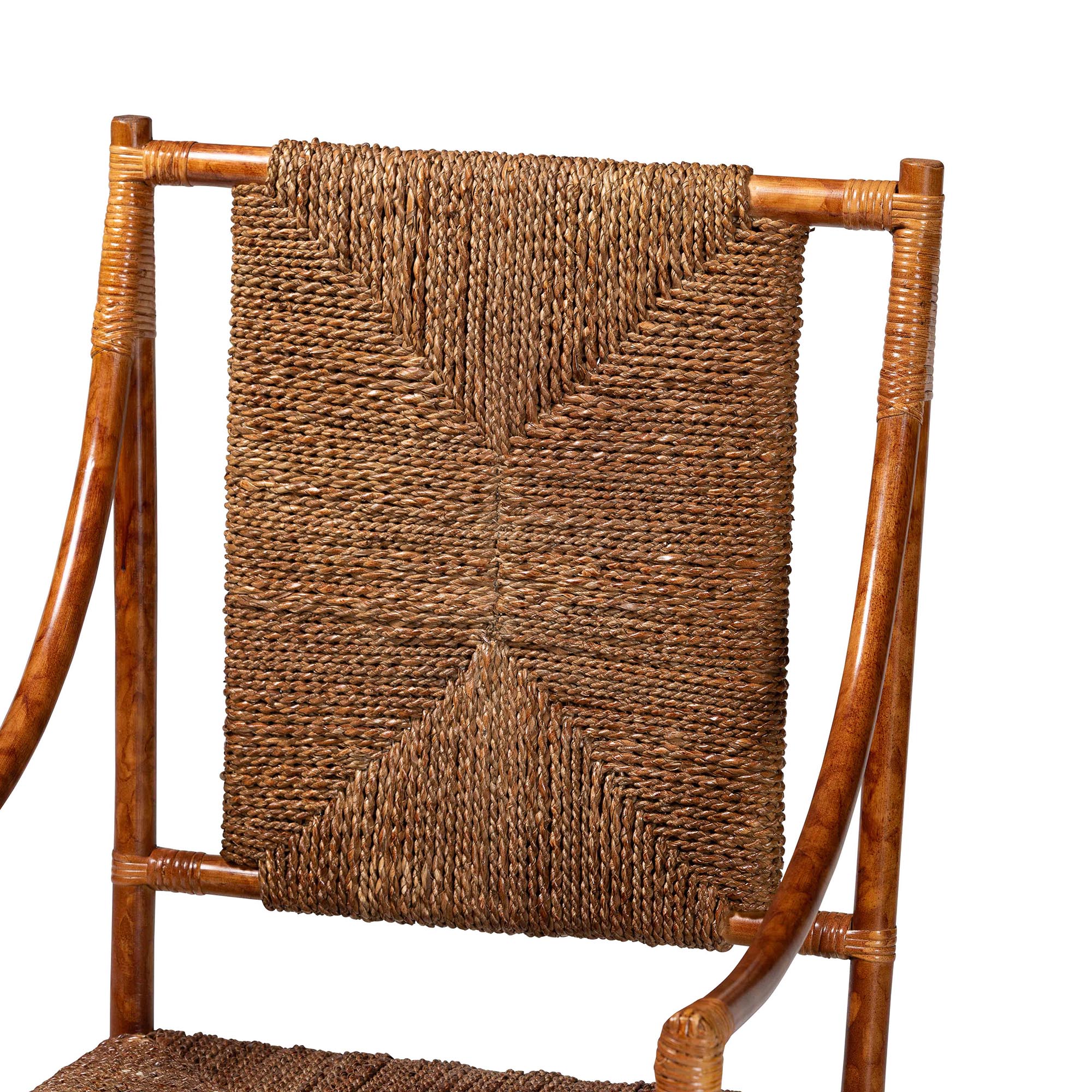 bali & pari Ramos Marbled Tortoise Natural Rattan and Seagrass Armchair - Handwoven Wicker Chair, Rustic Boho Accent Seating for Living Room or Lounge