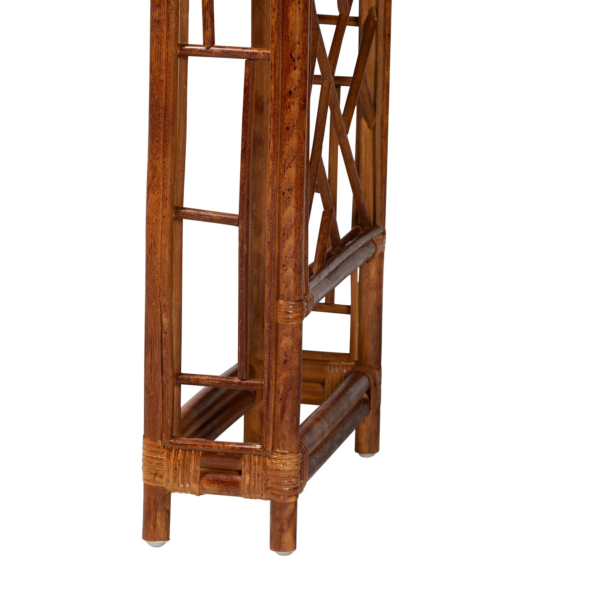 bali & pari Wahid Marbled Tortoise Natural Rattan Console Table - Handcrafted Wicker Accent Table with Coastal Boho Style for Entryway or Living Room
