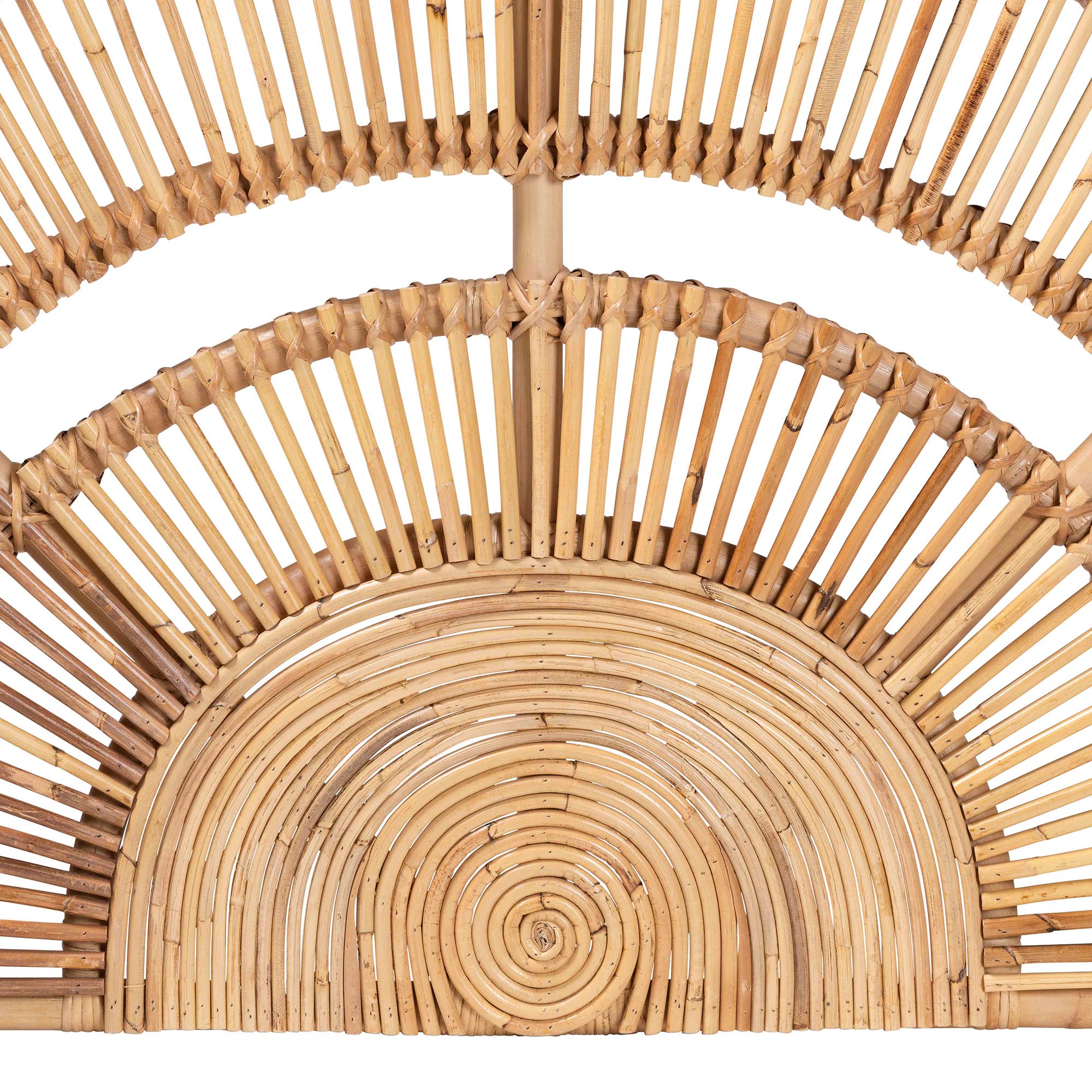 bali & pari Luna Natural Rattan Headboard - Handwoven Wicker Wall-Mount Headboard in Half-Moon Shape, Coastal Boho Bedroom Backdrop, Queen