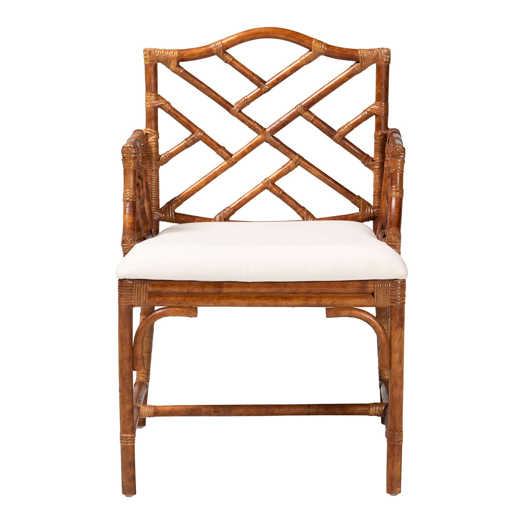 bali & pari Aella Marbled Tortoise Natural Rattan Armchair - Handcrafted Wicker Accent Seating with Open Back, Boho Coastal Seating for Living Room