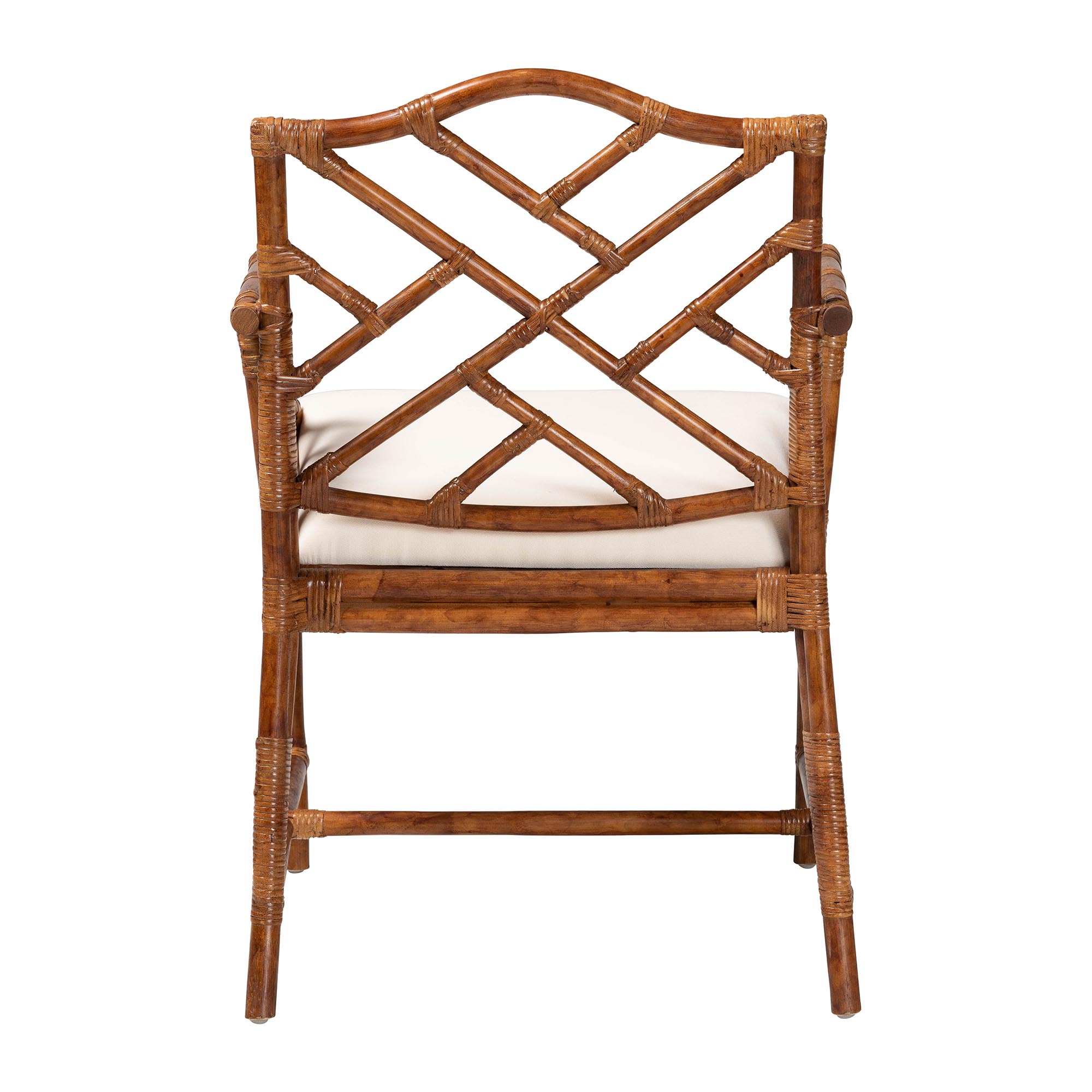 bali & pari Aella Marbled Tortoise Natural Rattan Armchair - Handcrafted Wicker Accent Seating with Open Back, Boho Coastal Seating for Living Room