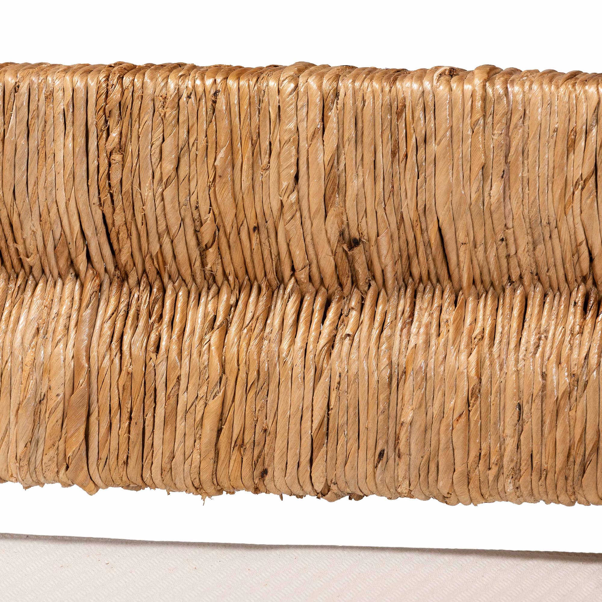 bali & pari Ismael Accent Bench - Handwoven Seagrass Accent Seating with Mahogany Wood Frame, Raised Back Bench for Entryway or Living Room