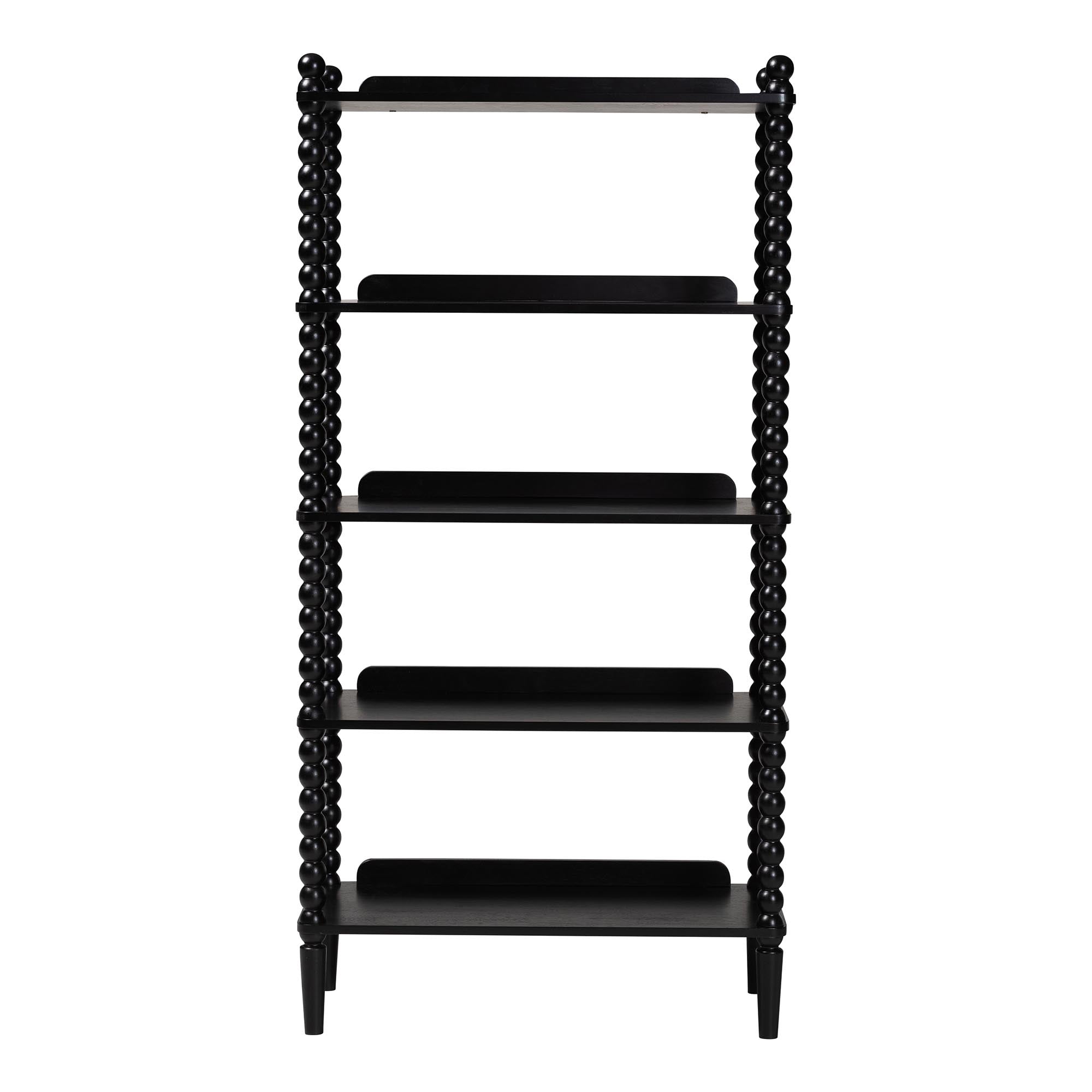 Baxton Studio Lucera Bobbin Display Shelf - 5-Tier Open Frame Vertical Bookcase with Spindle Posts for Living Room or Office, Black