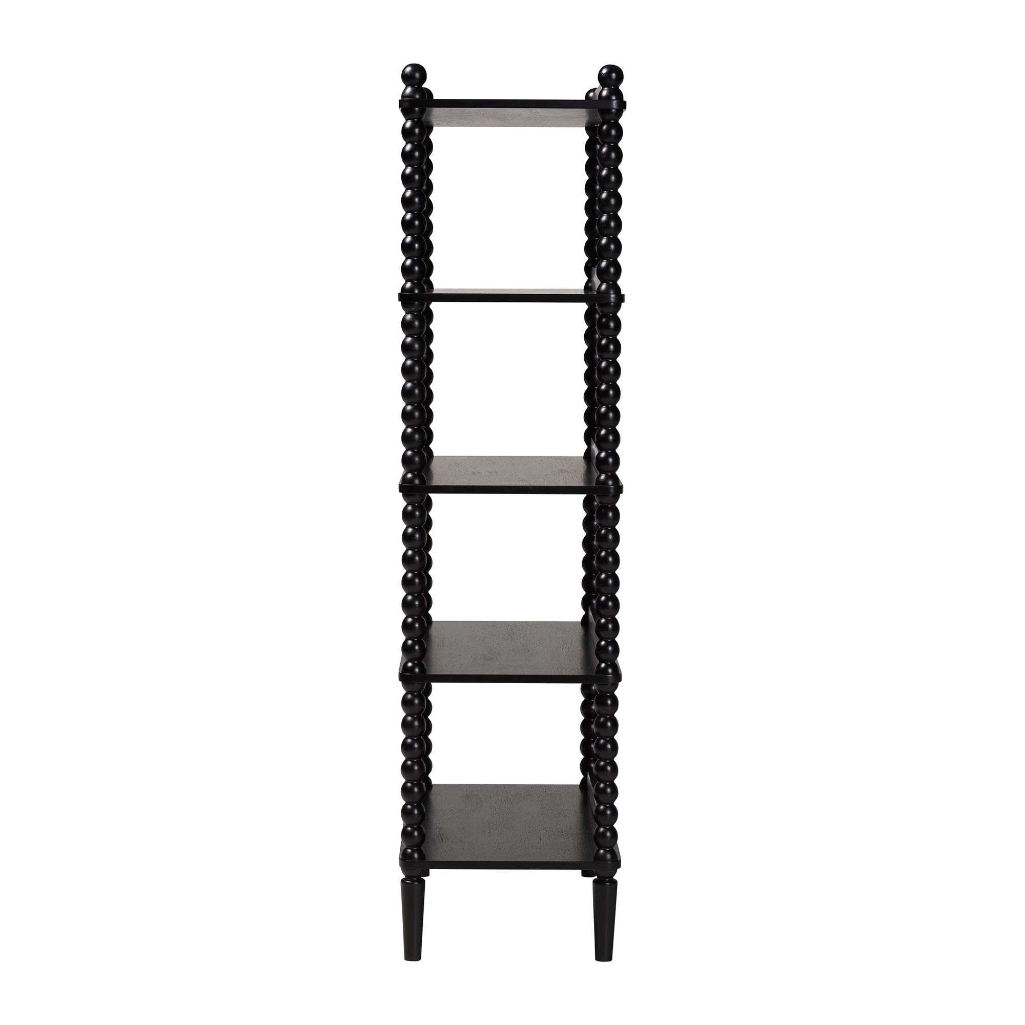 Baxton Studio Lucera Bobbin Display Shelf - 5-Tier Open Frame Vertical Bookcase with Spindle Posts for Living Room or Office, Black