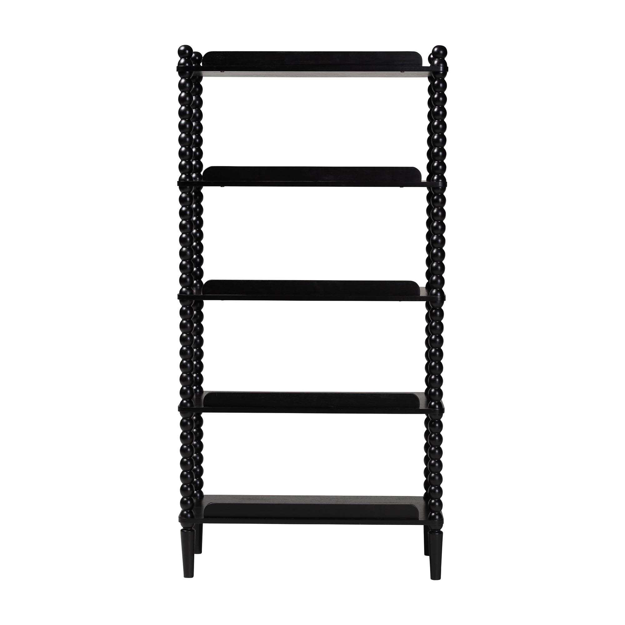 Baxton Studio Lucera Bobbin Display Shelf - 5-Tier Open Frame Vertical Bookcase with Spindle Posts for Living Room or Office, Black