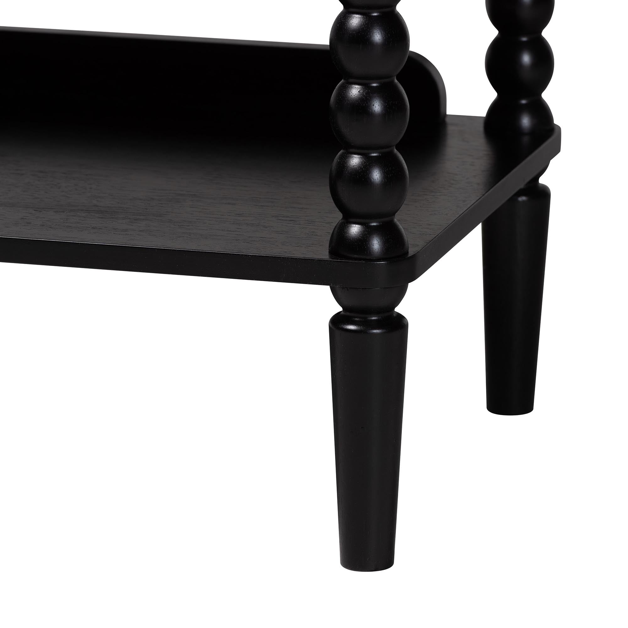 Baxton Studio Lucera Bobbin Display Shelf - 5-Tier Open Frame Vertical Bookcase with Spindle Posts for Living Room or Office, Black