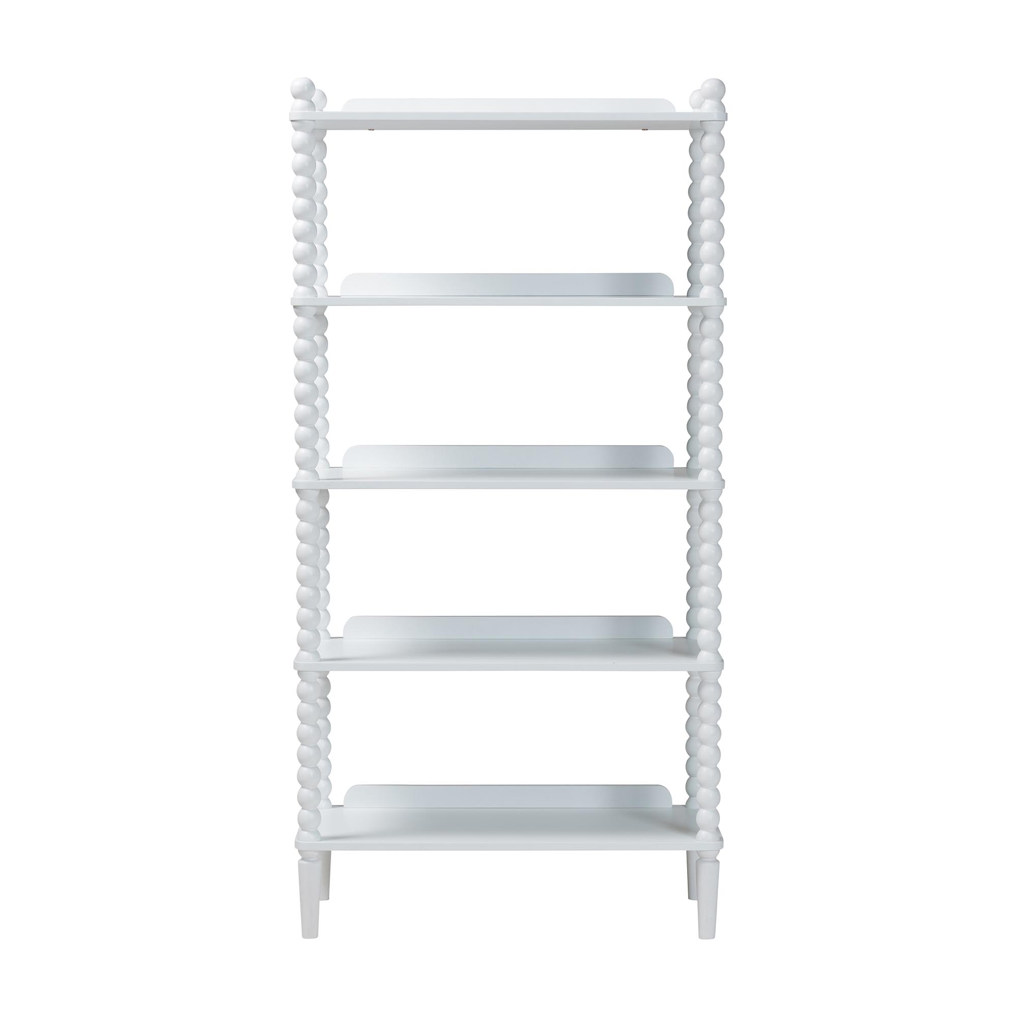 Baxton Studio Lucera Bobbin Display Shelf - 5-Tier Open Frame Vertical Bookcase with Spindle Posts for Living Room or Office, White