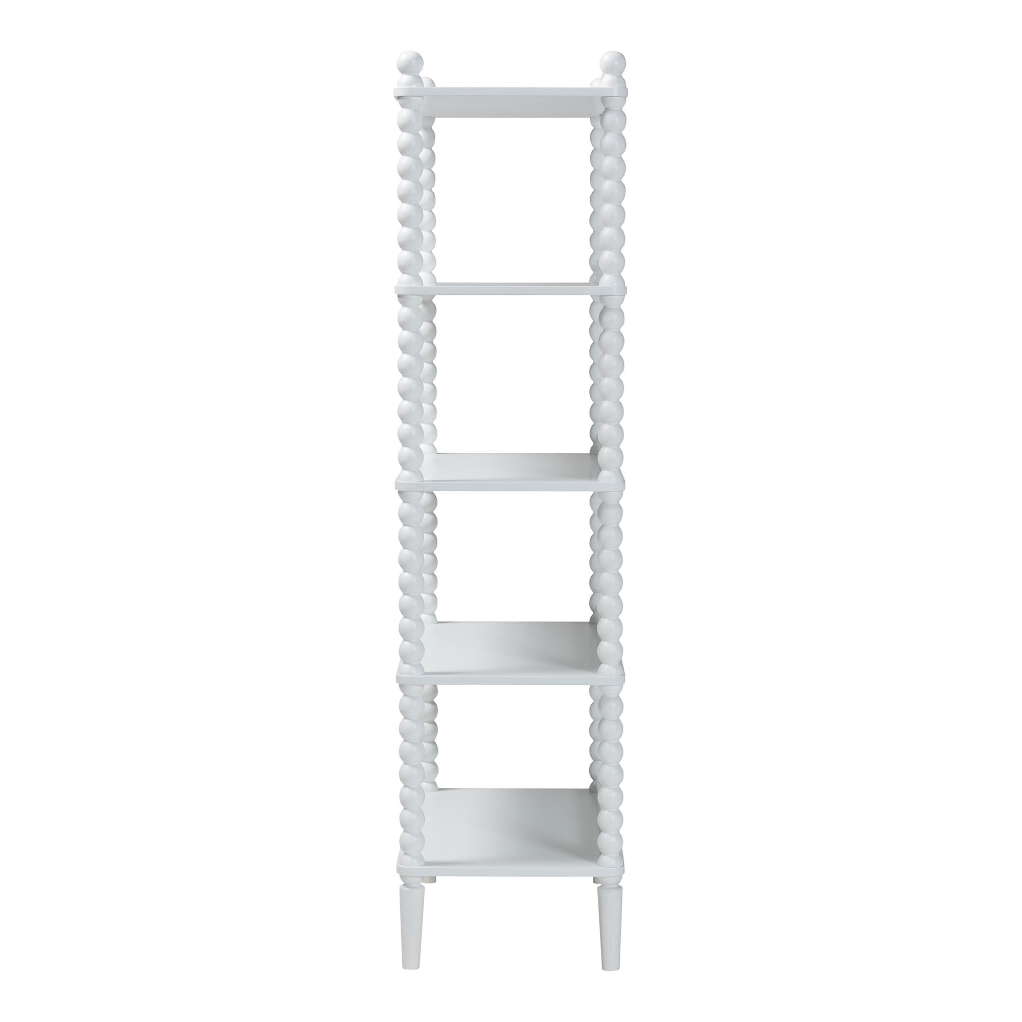 Baxton Studio Lucera Bobbin Display Shelf - 5-Tier Open Frame Vertical Bookcase with Spindle Posts for Living Room or Office, White