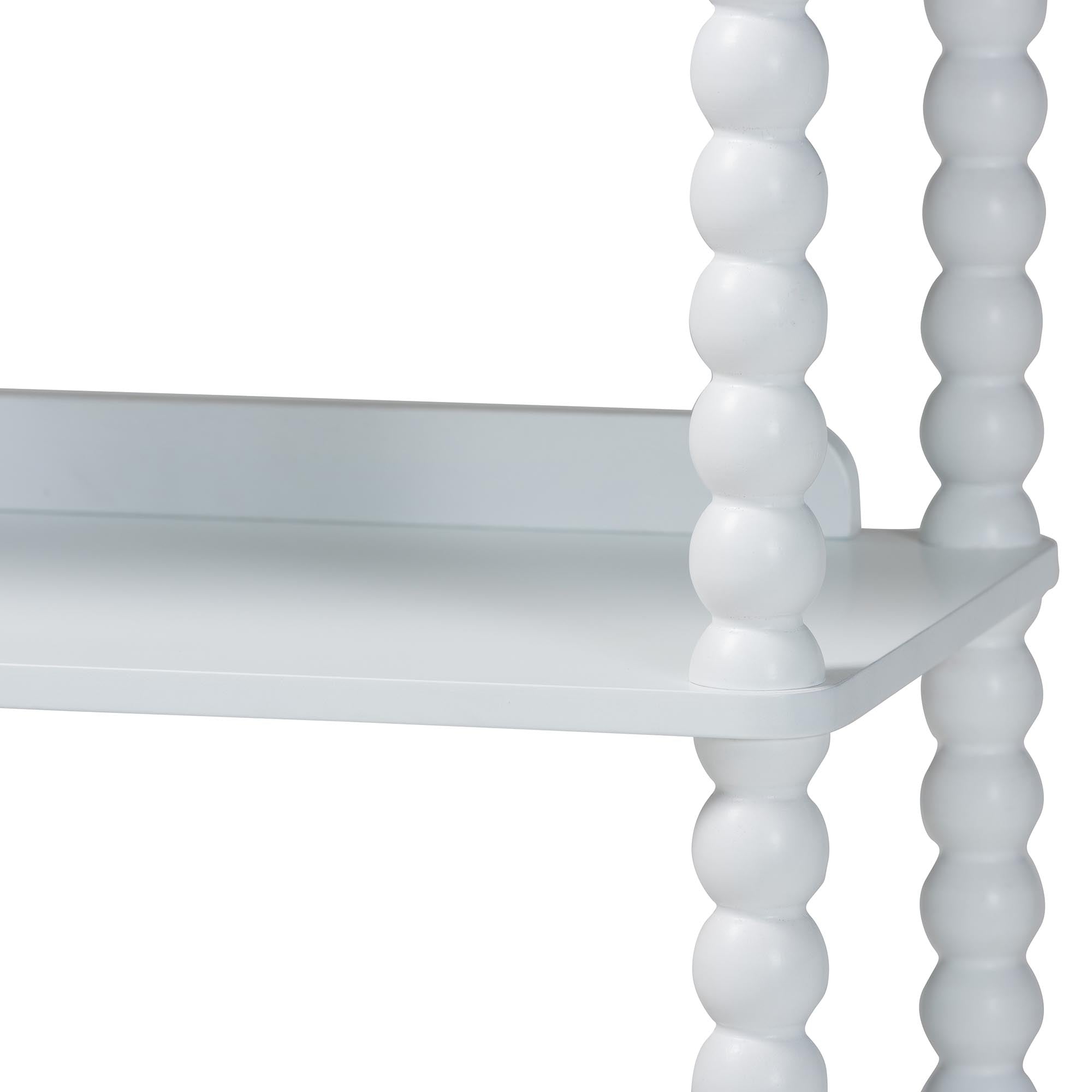 Baxton Studio Lucera Bobbin Display Shelf - 5-Tier Open Frame Vertical Bookcase with Spindle Posts for Living Room or Office, White