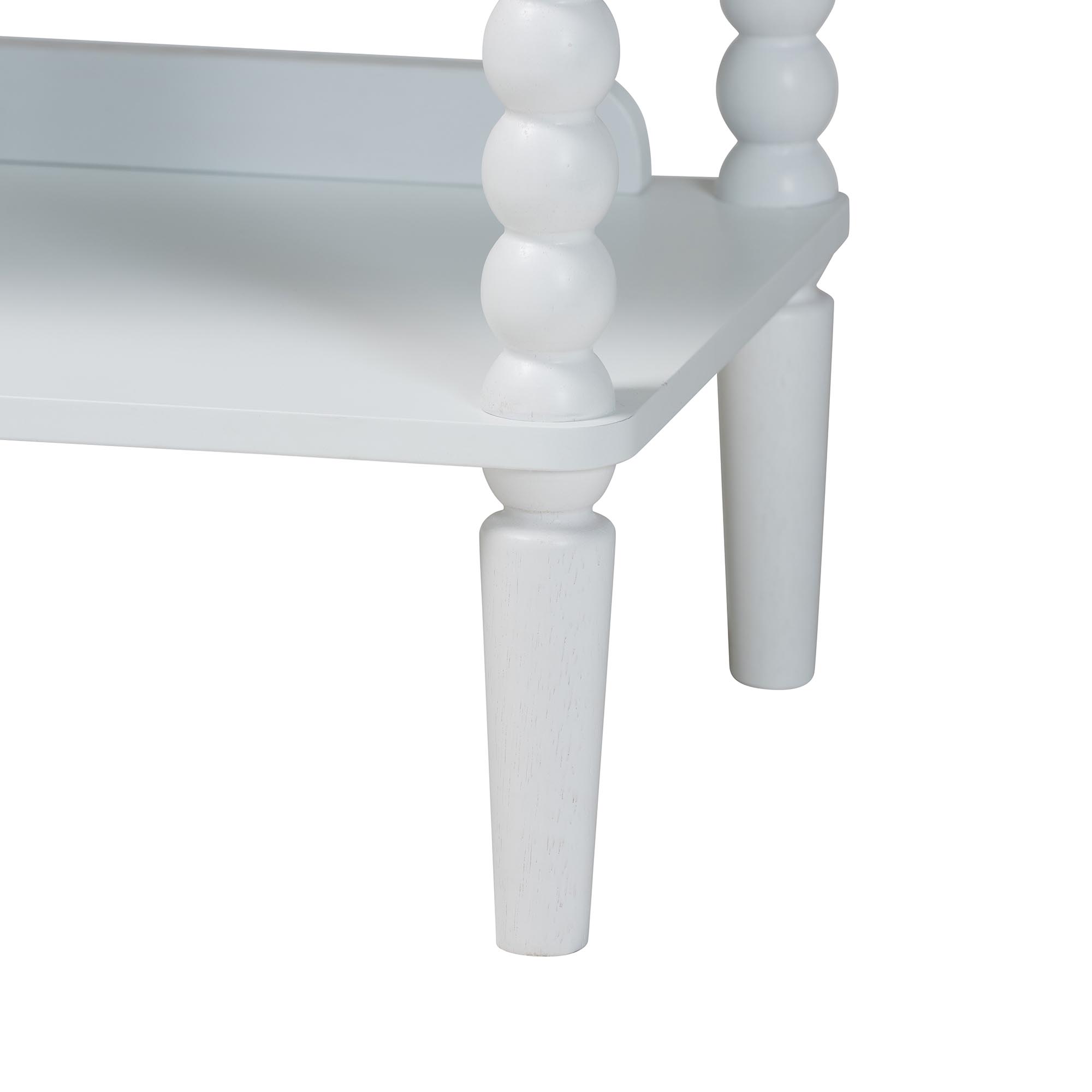 Baxton Studio Lucera Bobbin Display Shelf - 5-Tier Open Frame Vertical Bookcase with Spindle Posts for Living Room or Office, White