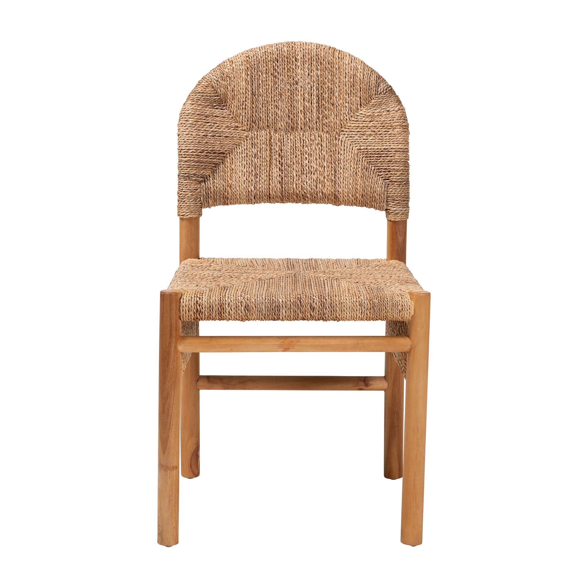 bali & pari Cavo Handwoven Seagrass Dining Chair - Natural Fiber Wicker Side Chair with Mahogany Wood Frame, for Dining Room, Kitchen, or Accent Seating