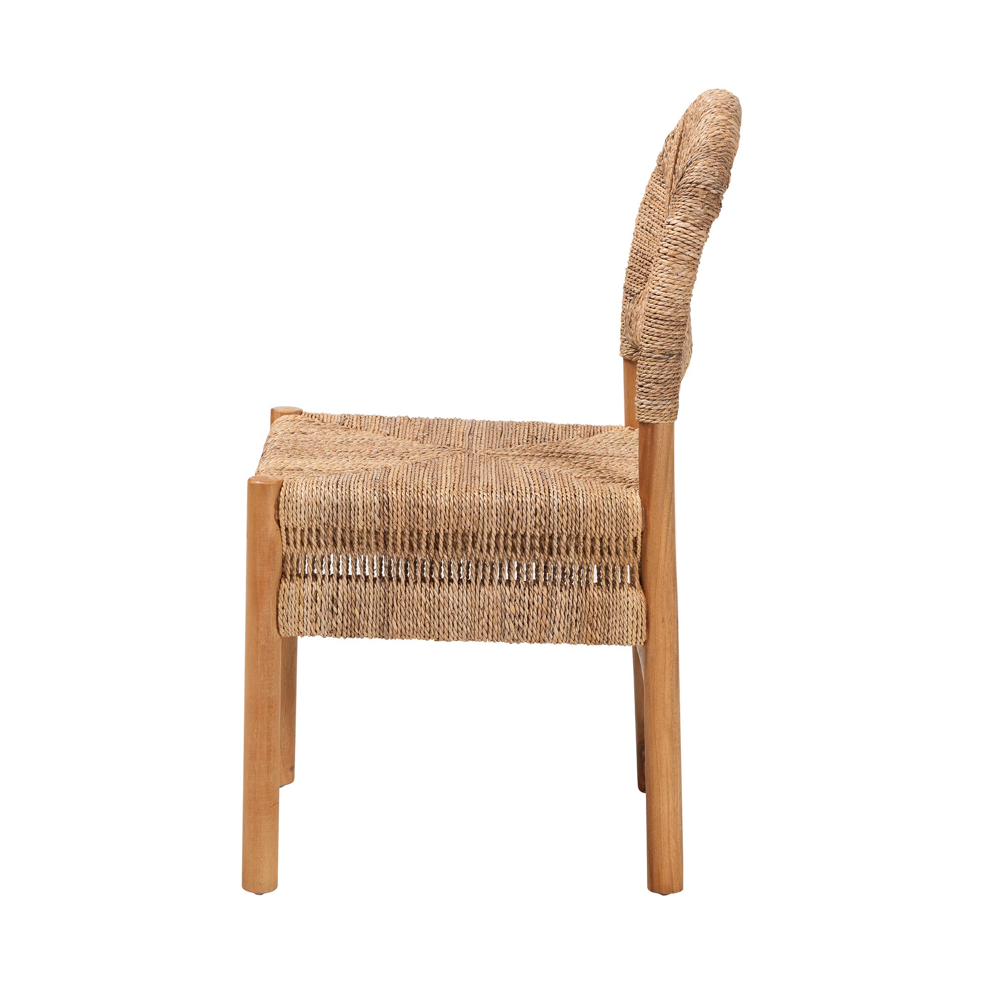 bali & pari Cavo Handwoven Seagrass Dining Chair - Natural Fiber Wicker Side Chair with Mahogany Wood Frame, for Dining Room, Kitchen, or Accent Seating