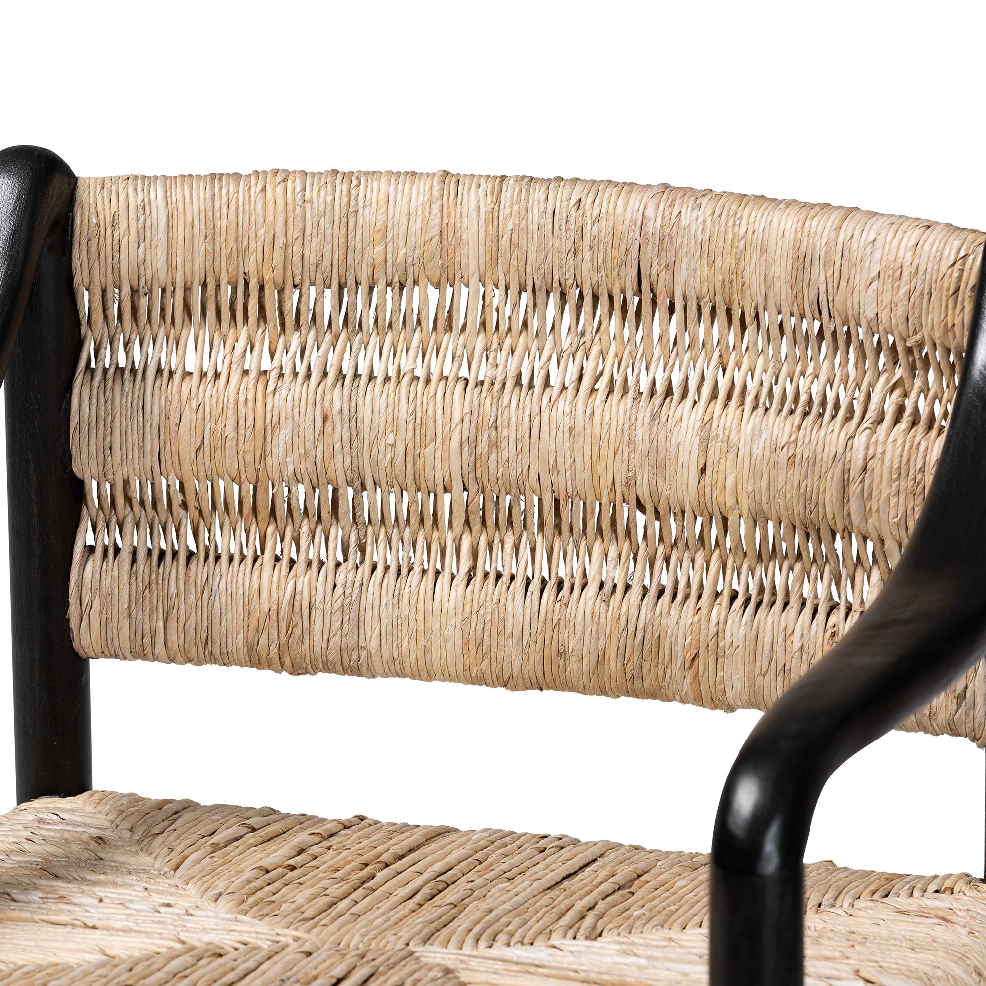 bali & pari Onda Handwoven Seagrass Dining Chair - Natural Fiber Wicker Armchair with Mahogany Wood Frame for Dining Room or Living Space