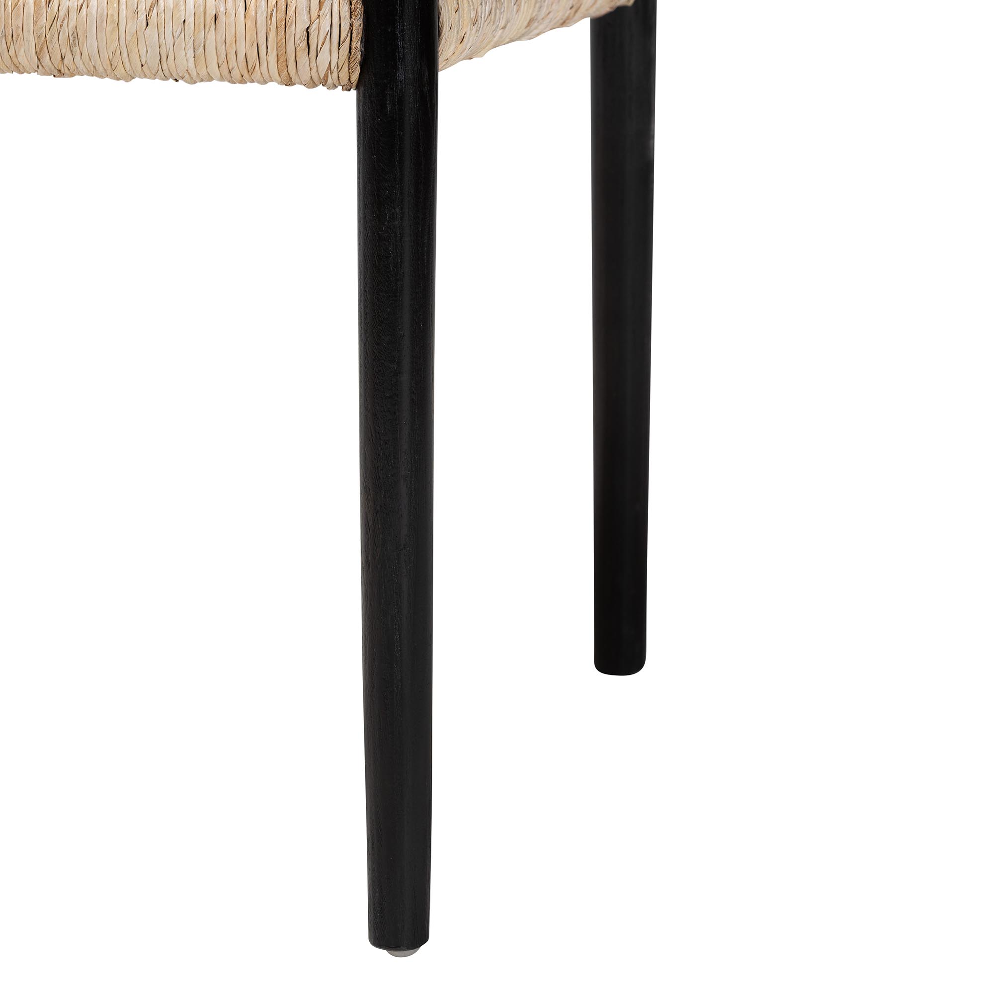 bali & pari Onda Handwoven Seagrass Dining Chair - Natural Fiber Wicker Armchair with Mahogany Wood Frame for Dining Room or Living Space