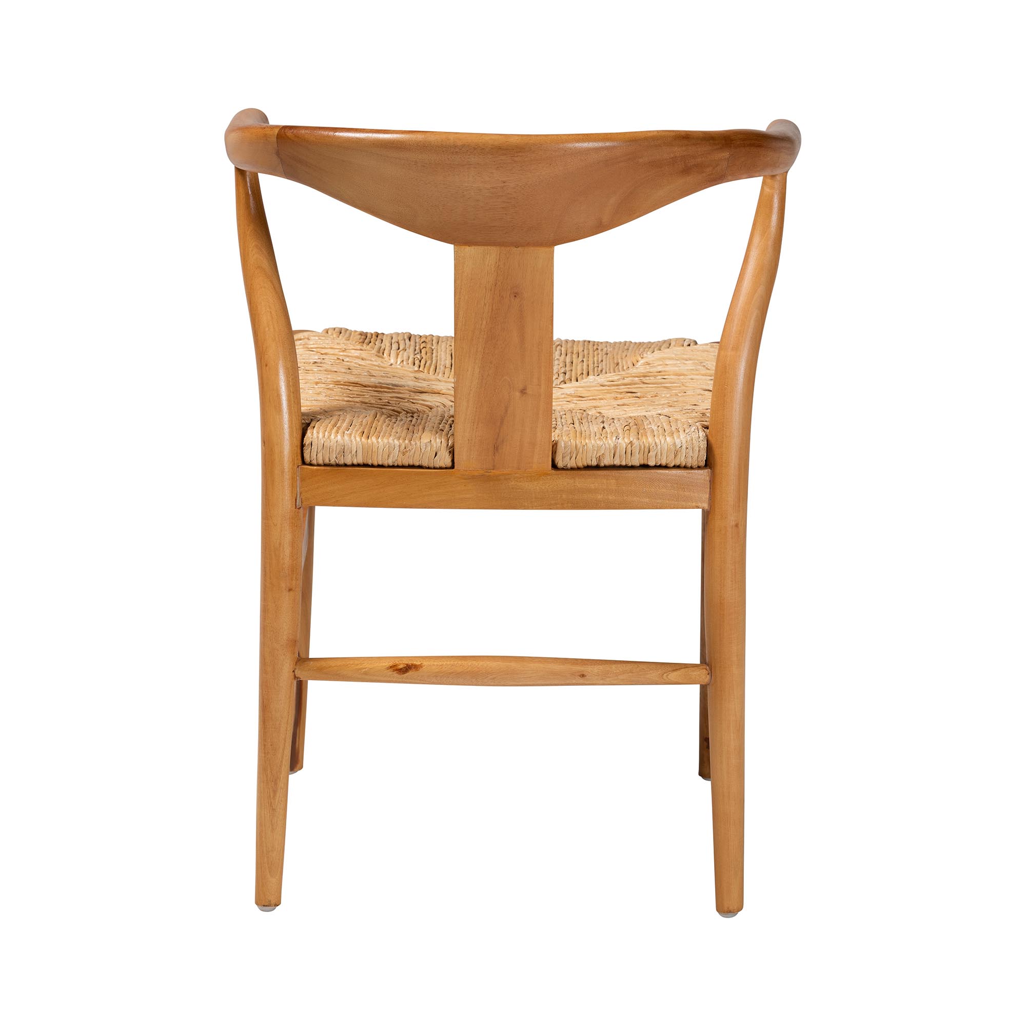 bali & pari Fika Dining Chair with Woven Seagrass Seat - Handwoven Wicker Armchair with Wishbone Backrest, Boho Coastal Seating