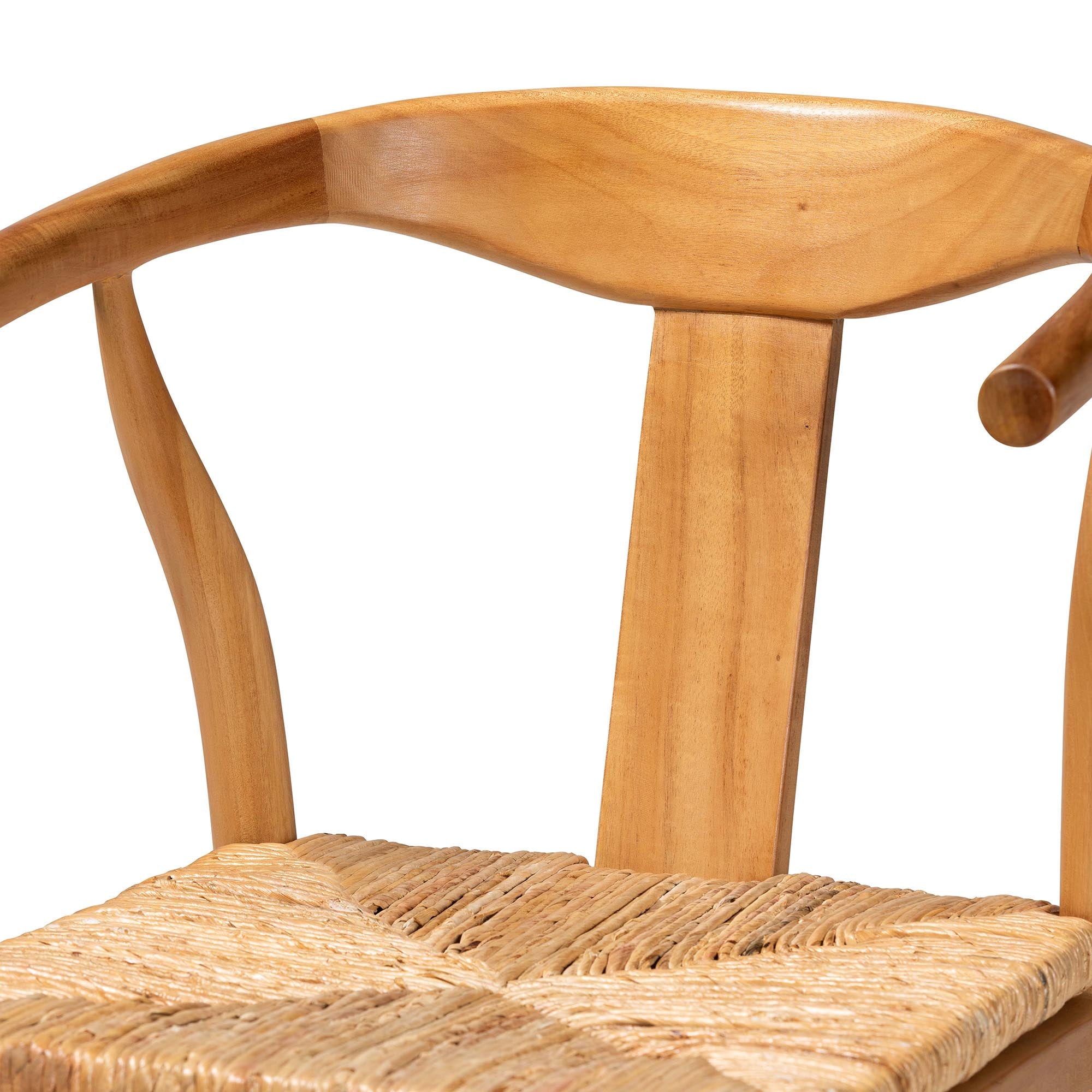 bali & pari Fika Counter Stool with Woven Seagrass Seat - Handwoven Wicker Stool with Arms and Wishbone Backrest, Boho Coastal Seating for Kitchen Island or Dining Counter
