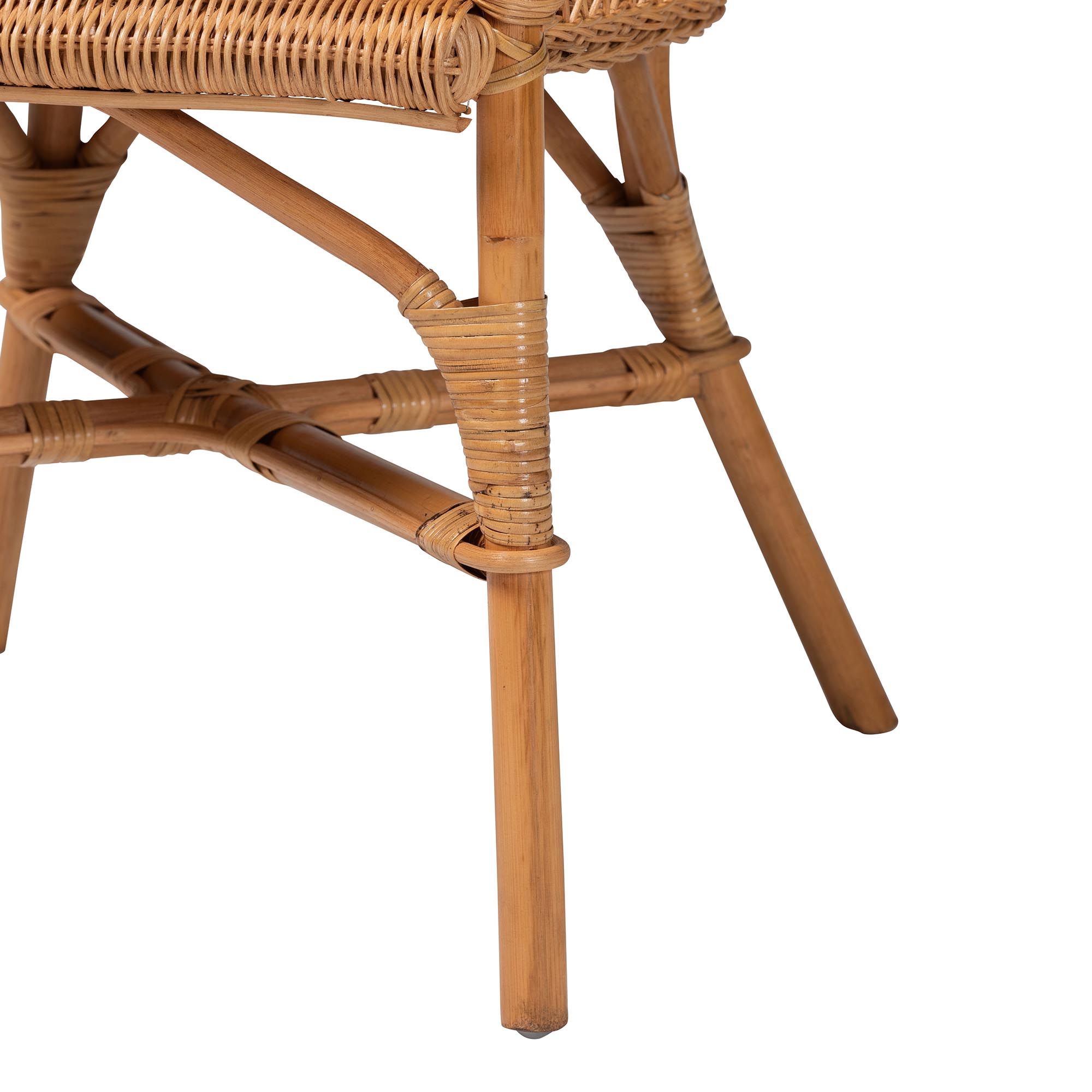 bali & pari Abigale Natural Rattan Dining Chair - Handwoven Wicker Accent Chair with Arms and Openwork Frame for Kitchen or Dining Room