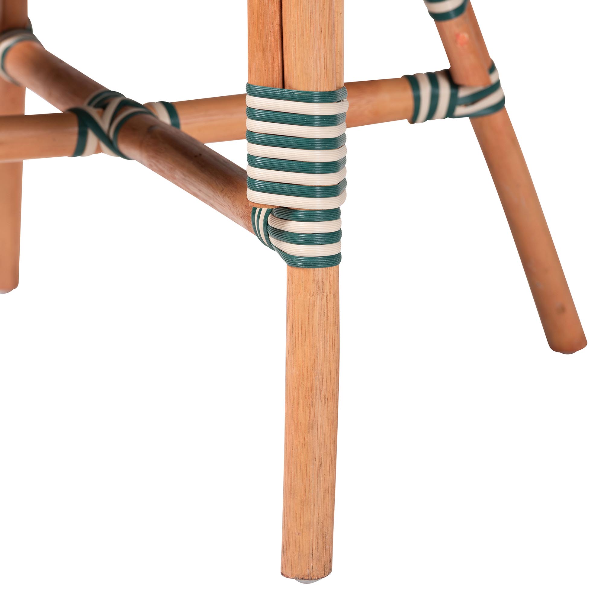 bali & pari Mattie Natural Rattan Bistro Dining Set - 5-Piece Cafe-Style Set with Round Table and 4 Matching Chairs, for Kitchen or Indoor/Outdoor Seating, Green