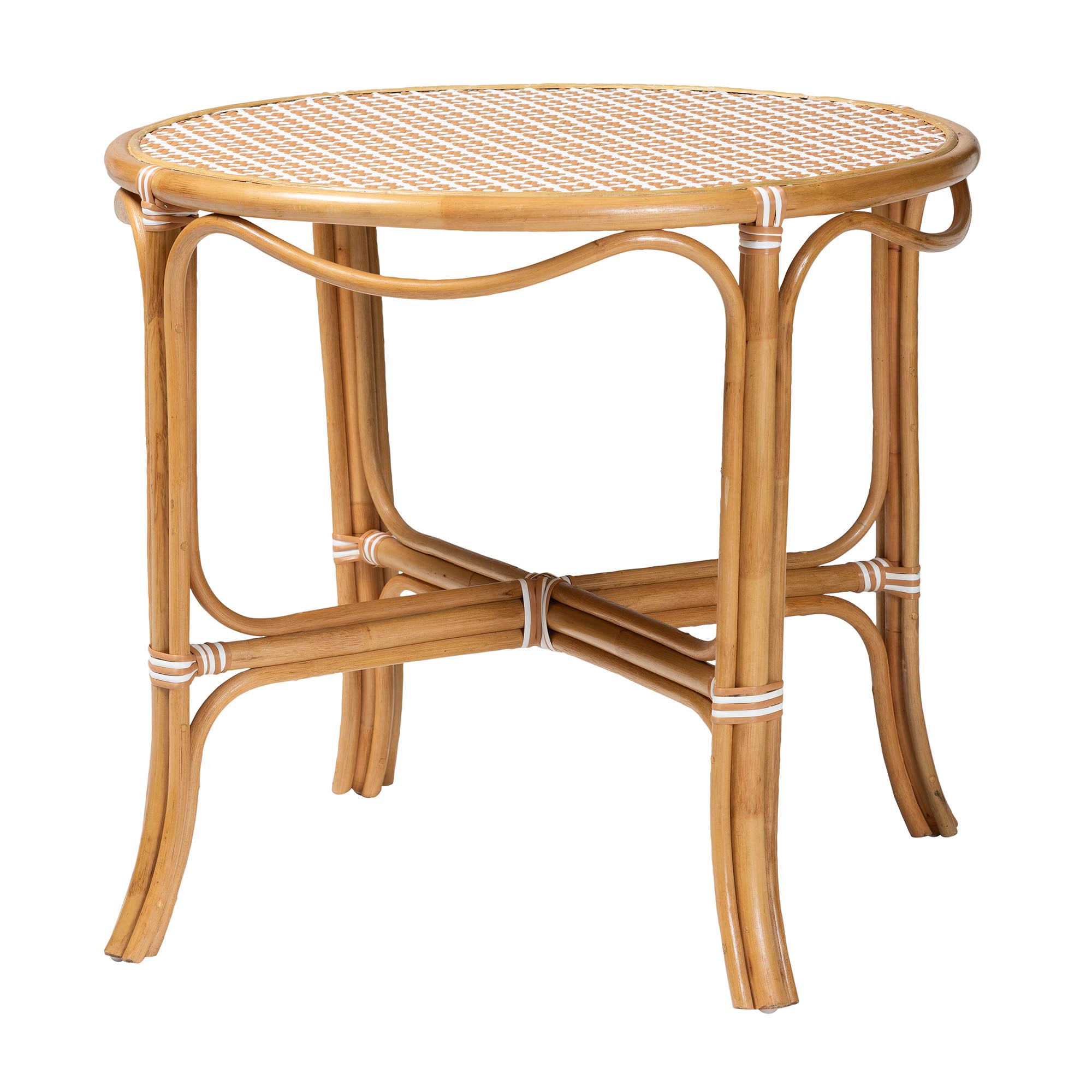bali & pari Mattie Natural Rattan Bistro Dining Set - 5-Piece Cafe-Style Set with Round Table and 4 Matching Chairs, for Kitchen or Indoor/Outdoor Seating, Beige