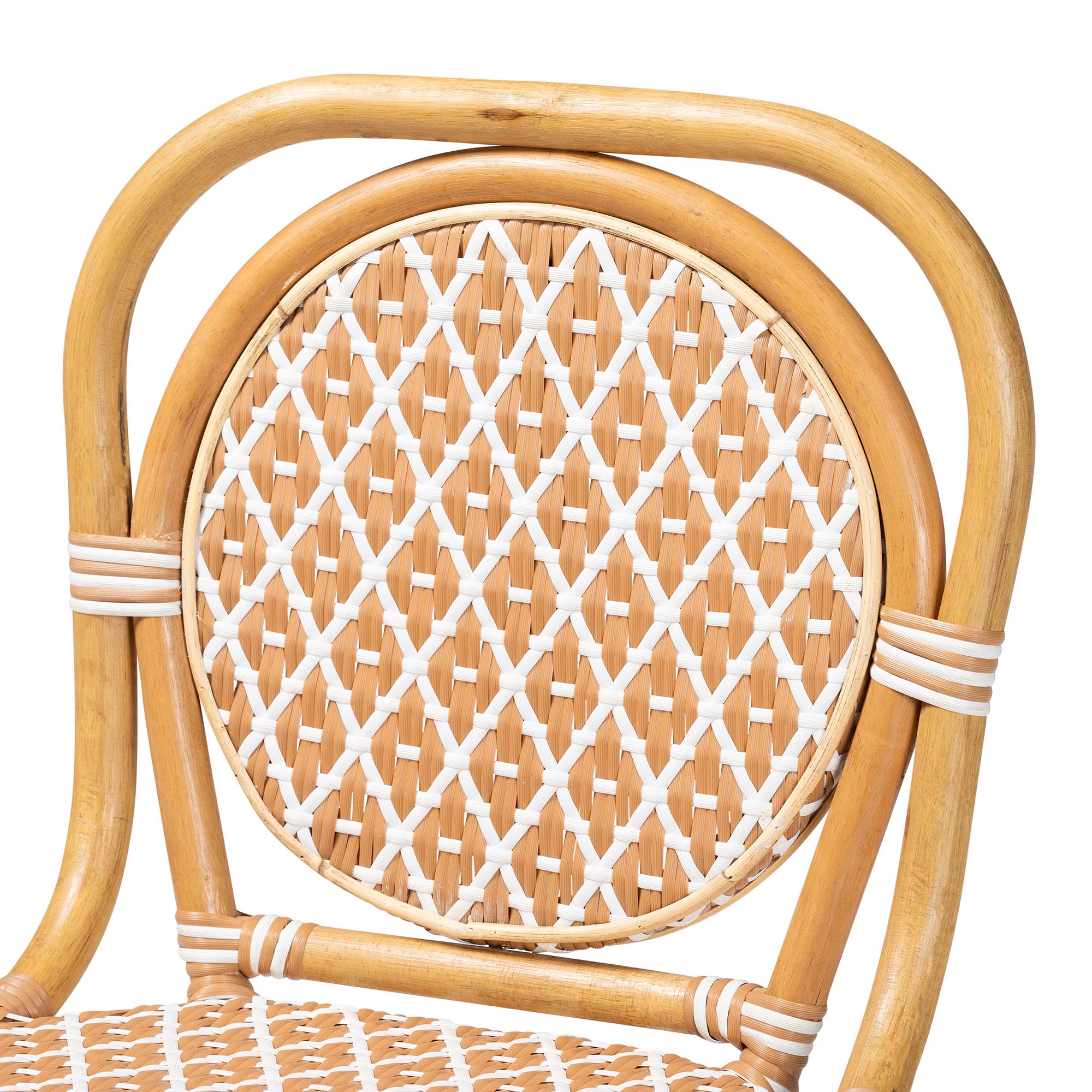 bali & pari Mattie Natural Rattan Bistro Dining Set - 5-Piece Cafe-Style Set with Round Table and 4 Matching Chairs, for Kitchen or Indoor/Outdoor Seating, Beige