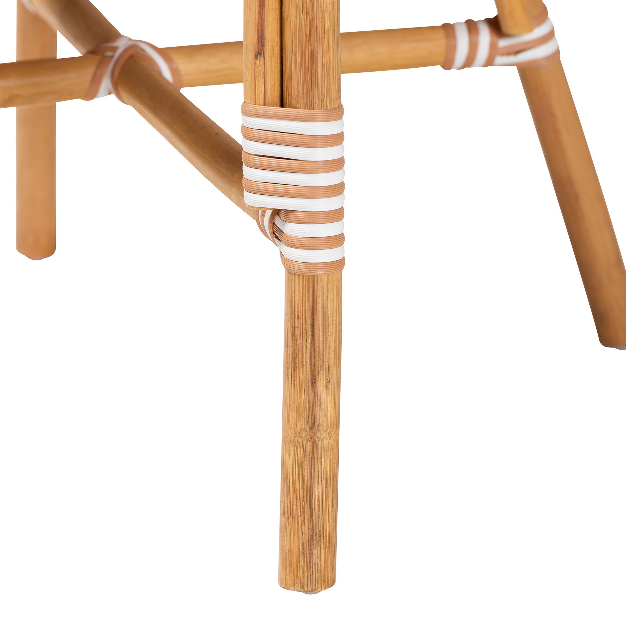 bali & pari Mattie Rattan Bistro Chair - Handwoven Cafe-Style Dining Chair with Curved Arms for Kitchen or Indoor/Outdoor Lounge, Beige