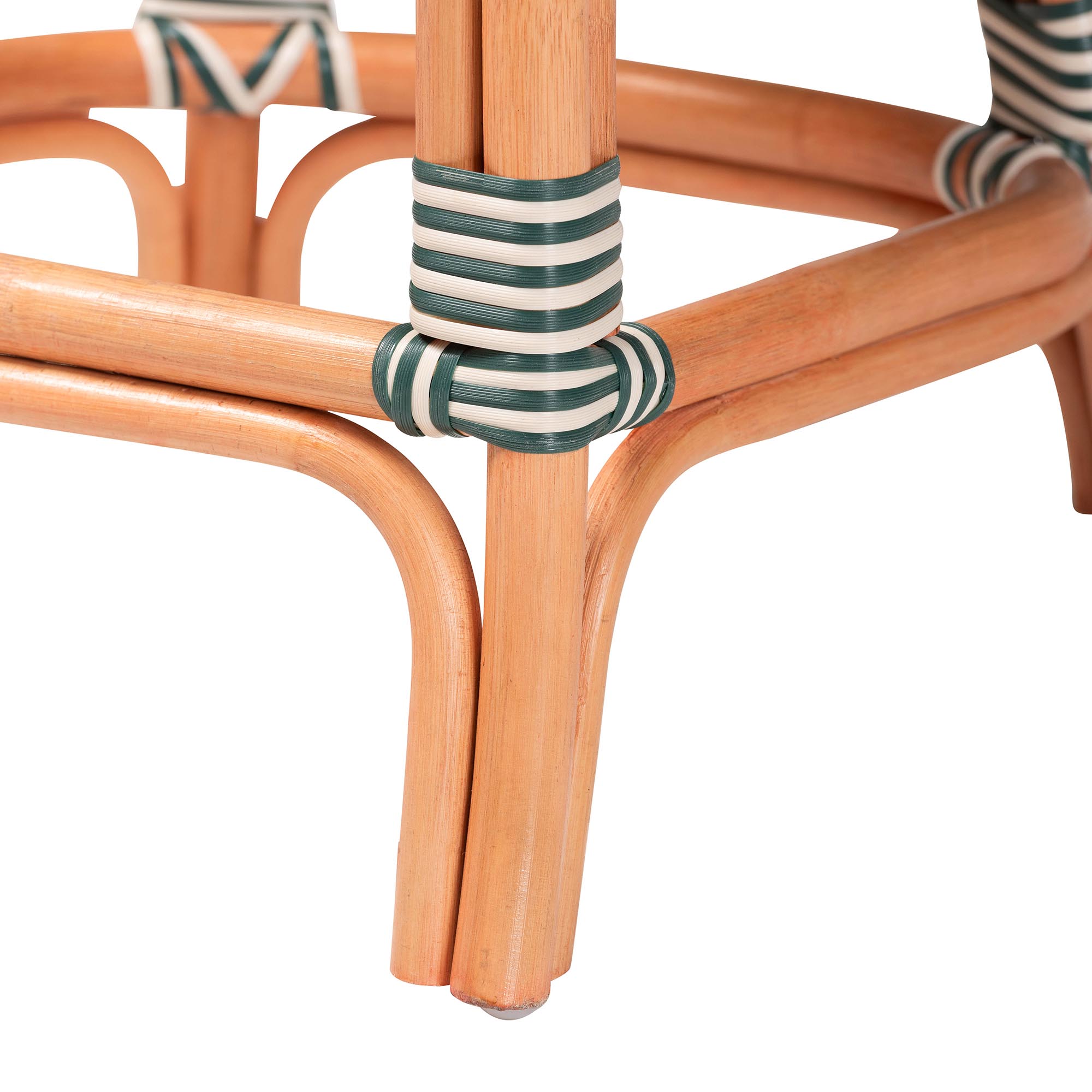 bali & pari Mattie Rattan Bistro Counter Stool - Handwoven Accent Seating with Backrest for Kitchen Island or Indoor/Outdoor Lounge, Green