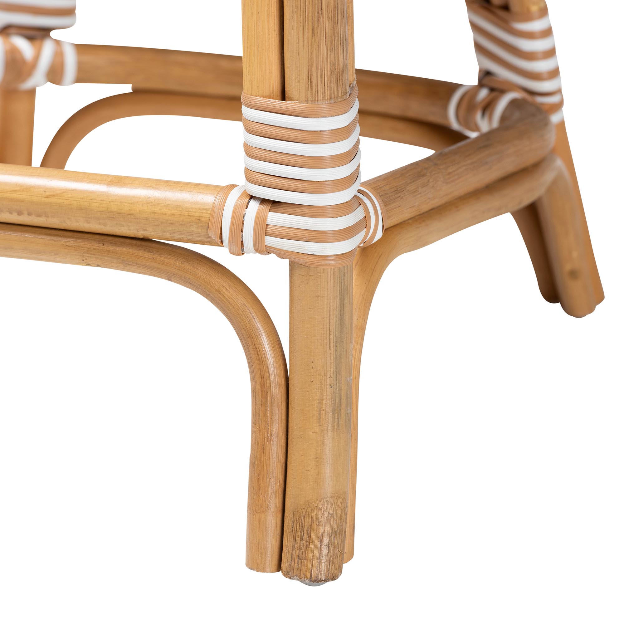 bali & pari Mattie Rattan Bistro Counter Stool - Handwoven Accent Seating with Backrest for Kitchen Island or Indoor/Outdoor Lounge, Beige