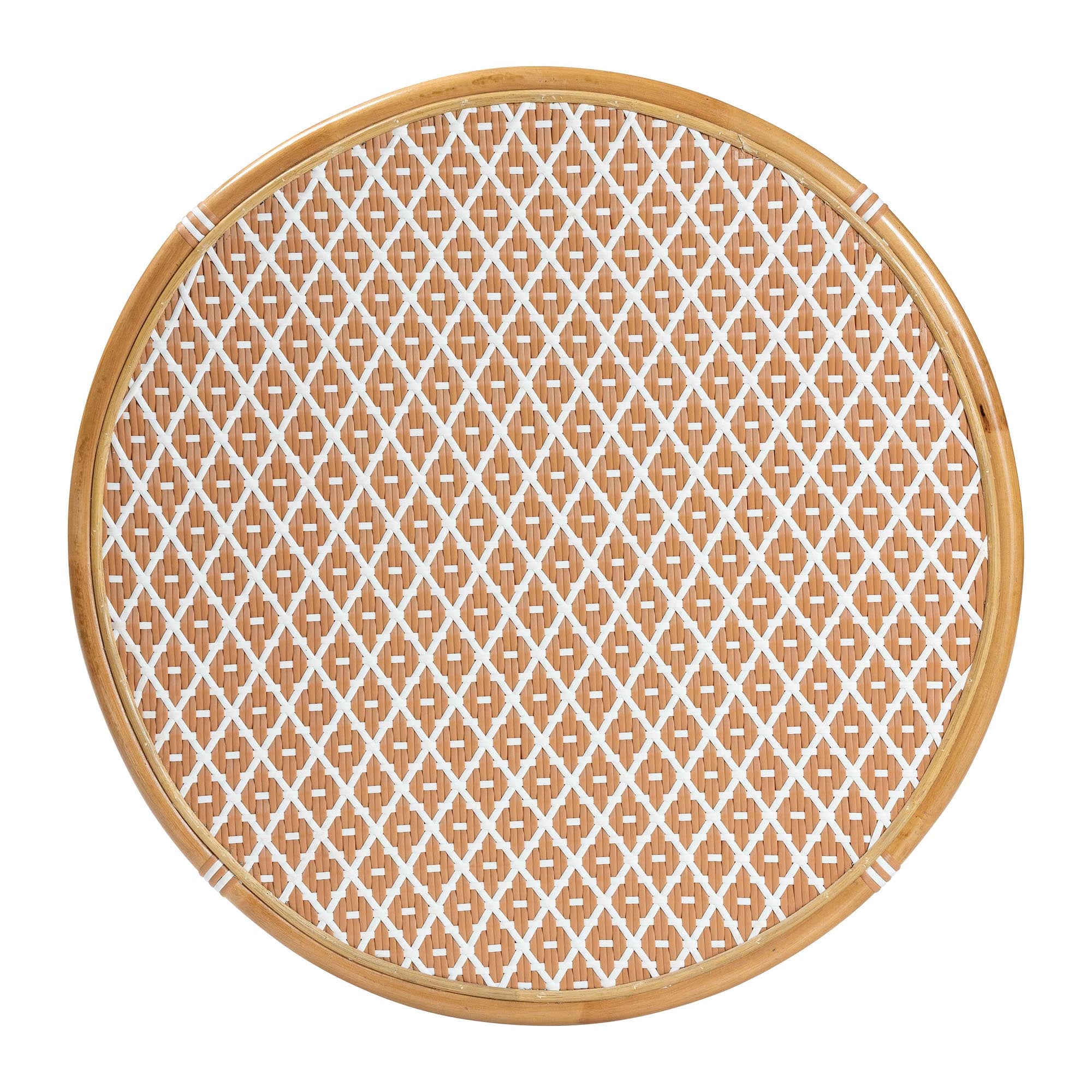 bali & pari Mattie Natural Rattan Round Bistro Dining Table - Handwoven Cafe-Style Accent Table for Kitchen or Indoor/Outdoor Lounge, Beige