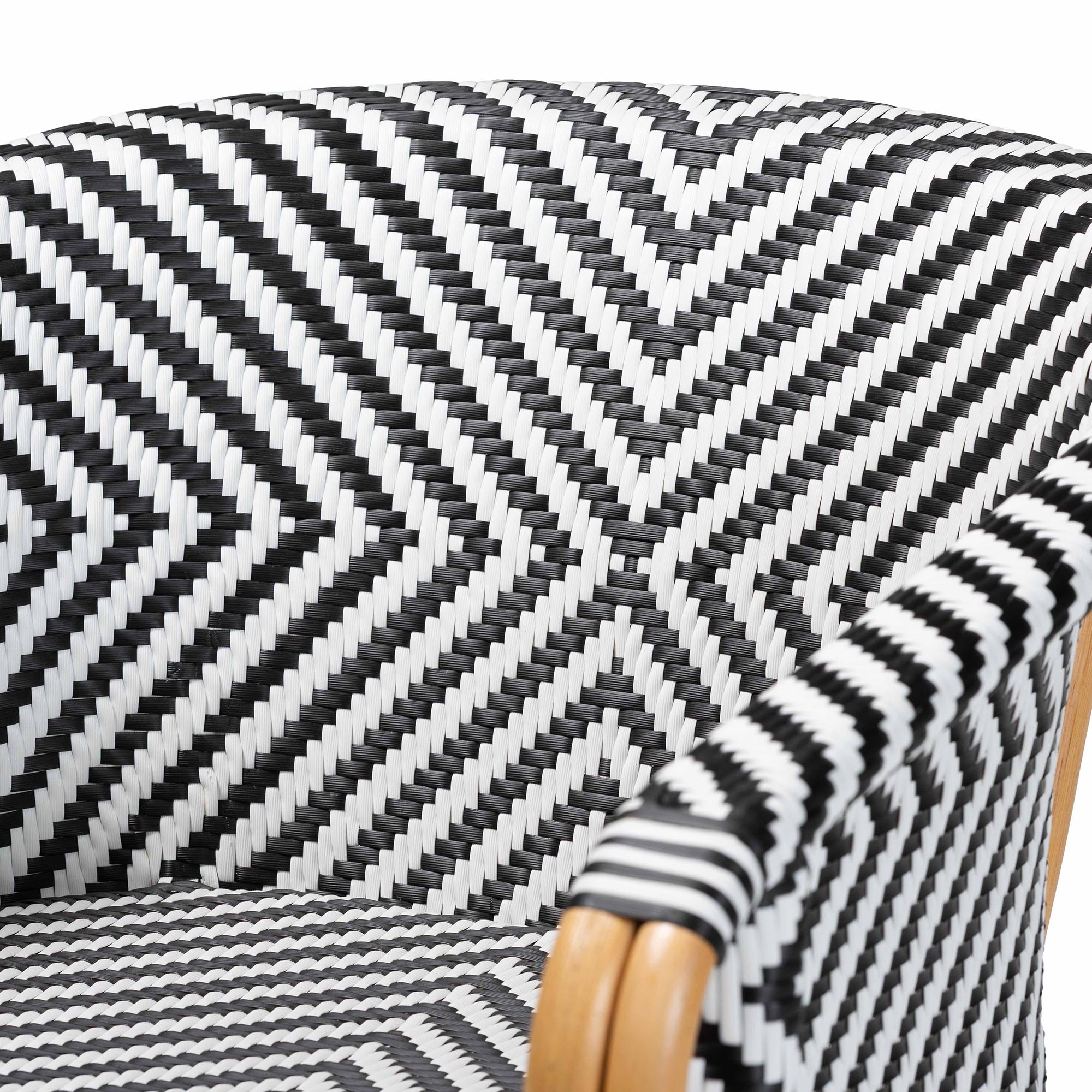 bali & pari Max Rattan Bistro 2-Piece Armchair Set - Handwoven Dining Chair with Curved Back and Sloping Arms For Kitchen or Indoor/Outdoor Lounge