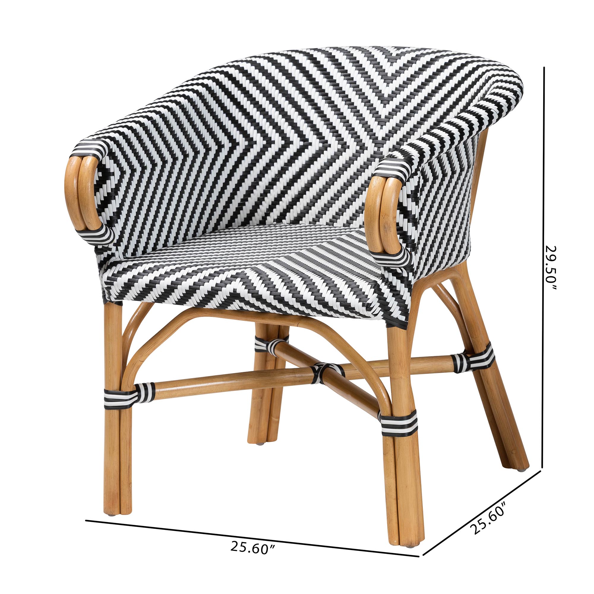 bali & pari Max Rattan Bistro 2-Piece Armchair Set - Handwoven Dining Chair with Curved Back and Sloping Arms For Kitchen or Indoor/Outdoor Lounge