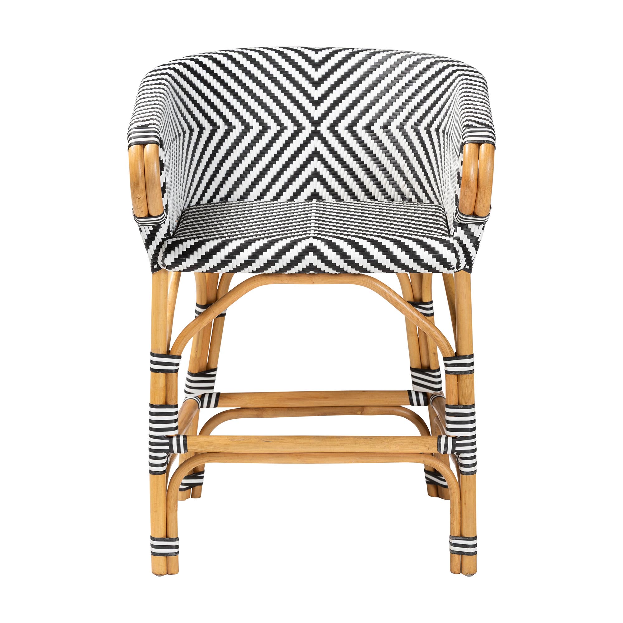 bali & pari Max Rattan Bistro Counter Stool - Handwoven Cafe-Style Accent Seating with Backrest For Kitchen Island or Indoor/Outdoor Lounge