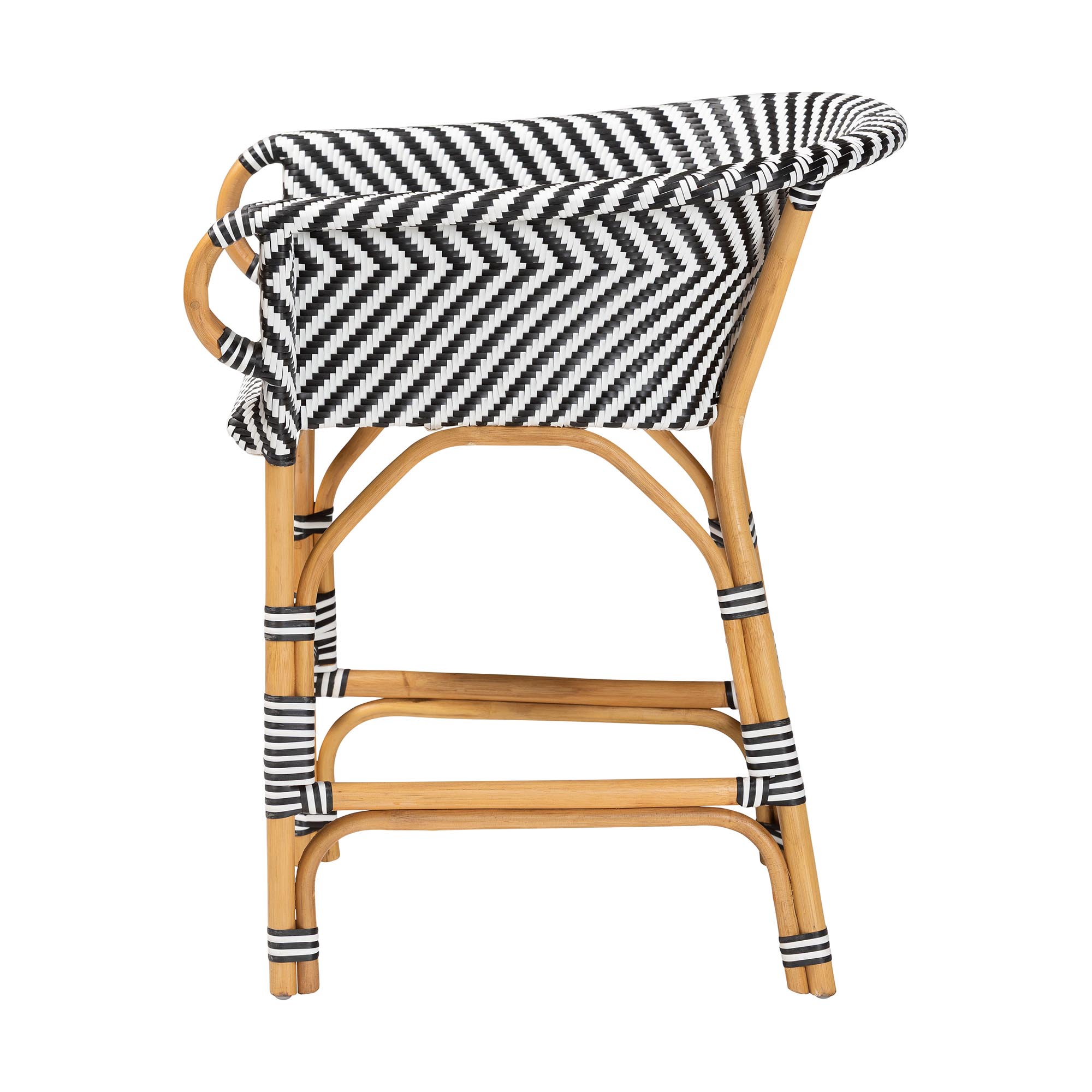 bali & pari Max Rattan Bistro Counter Stool - Handwoven Cafe-Style Accent Seating with Backrest For Kitchen Island or Indoor/Outdoor Lounge